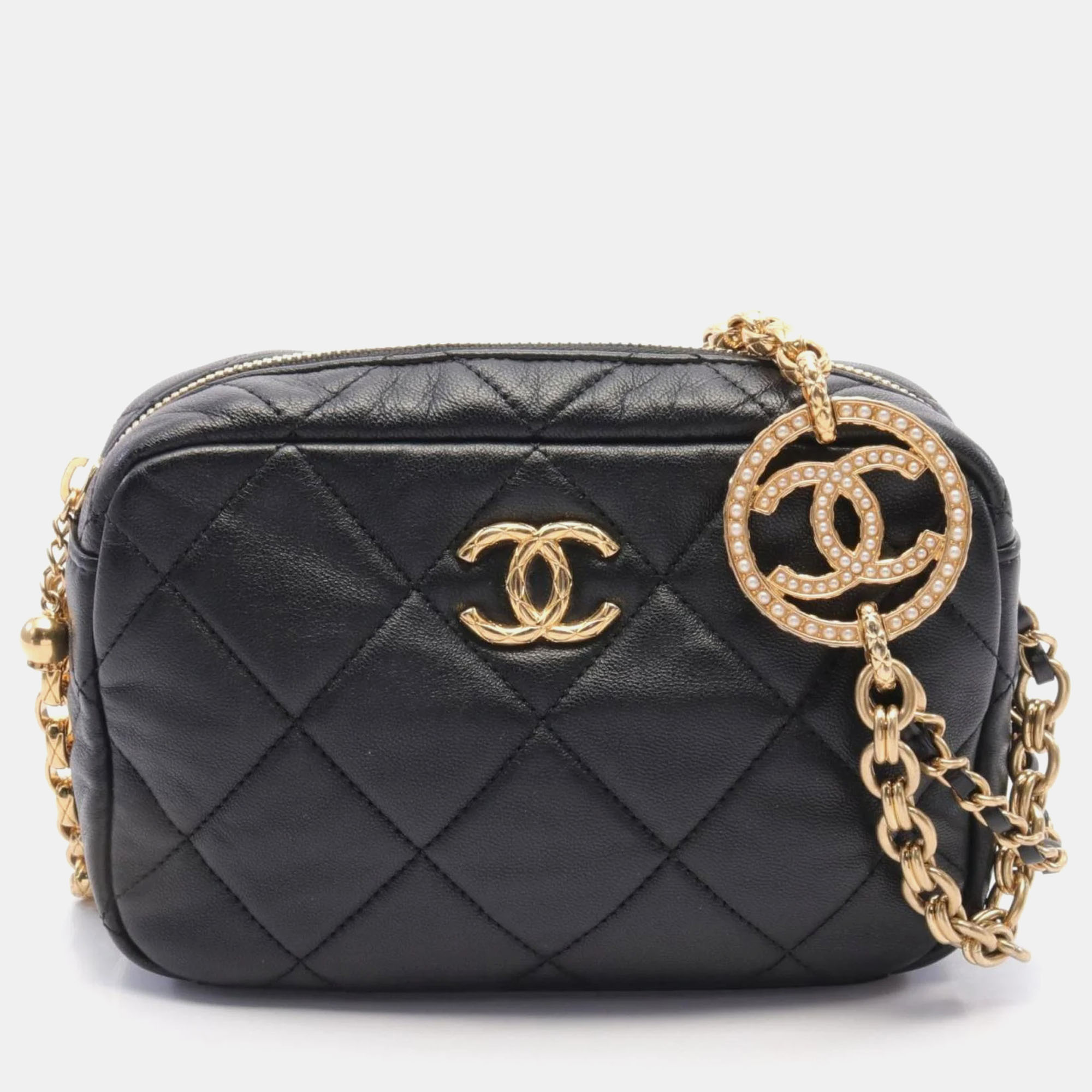 

Chanel Black Lambskin Leather Camera Shoulder Bag