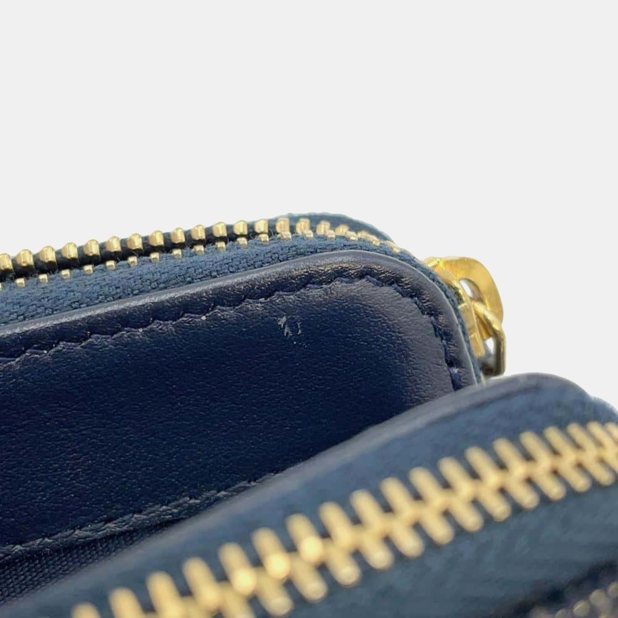 Chanel Navy Canvas Deauville Small Chain Wallet 