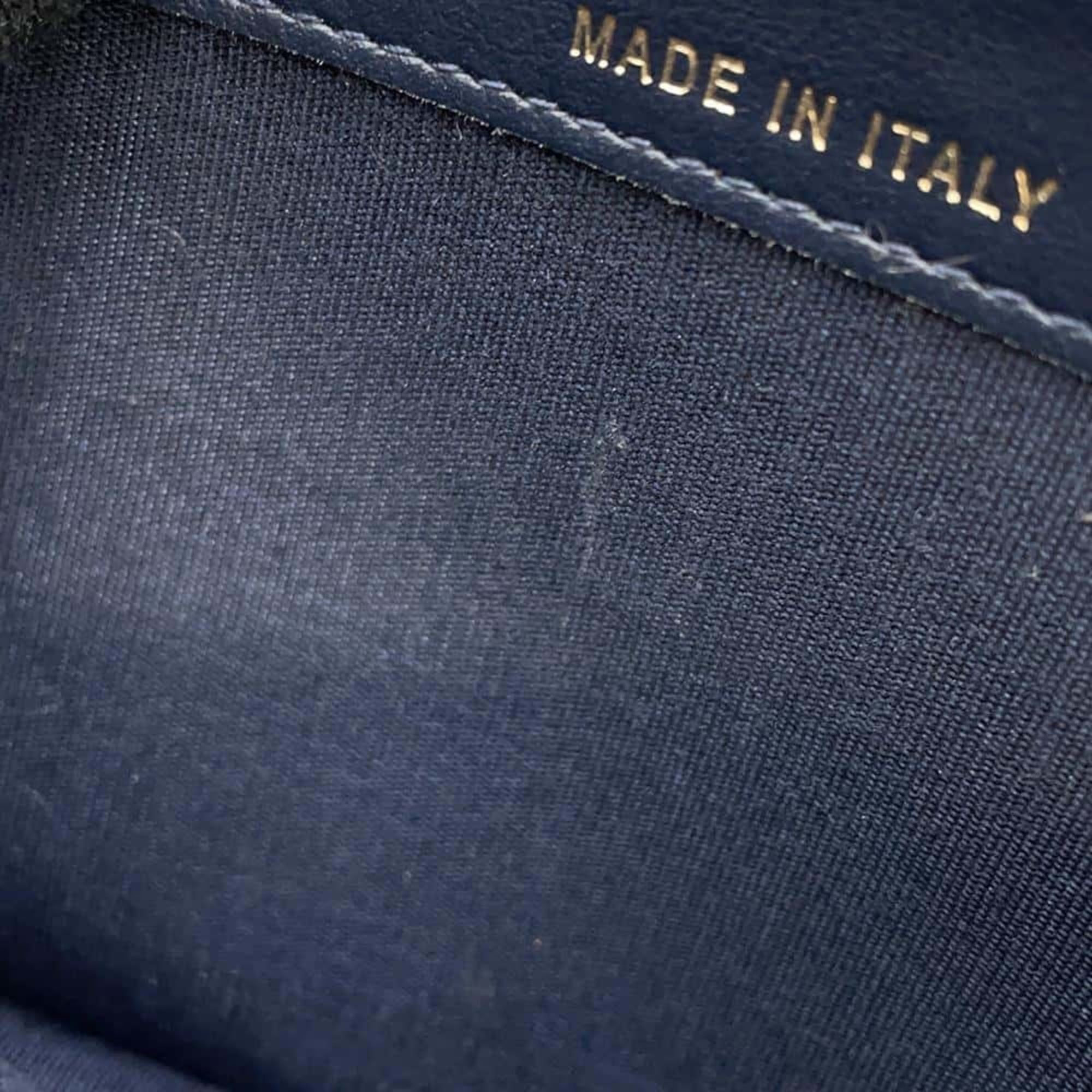 Chanel Navy Canvas Deauville Small Chain Wallet 