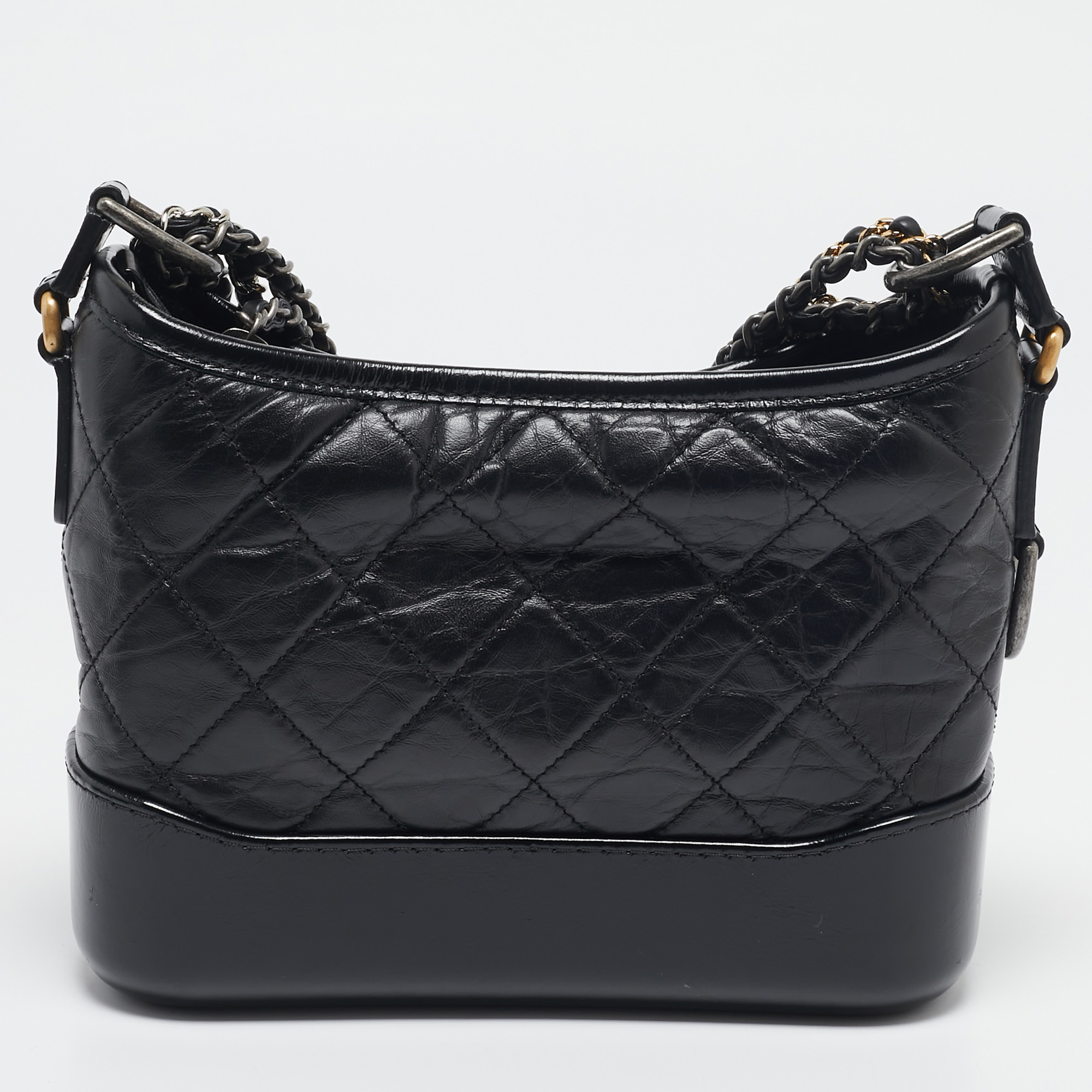 Chanel Black Quilted Aged Leather Small Gabrielle Bag 