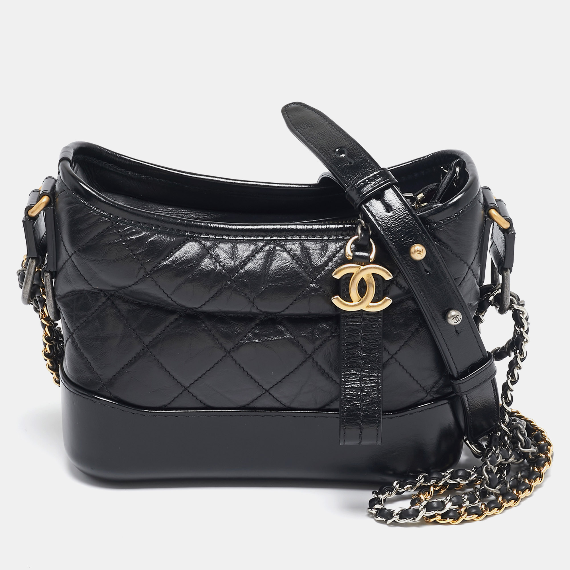 

Chanel Black Quilted Aged Leather Small Gabrielle Bag