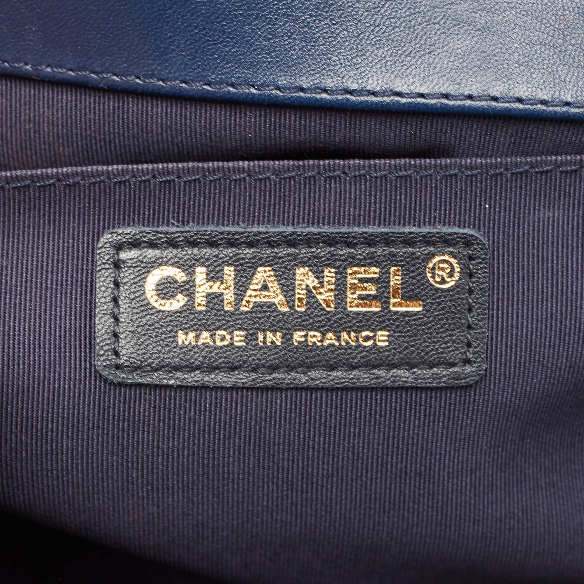 Chanel Navy Blue Quilted Leather Medium Boy Flap Bag 