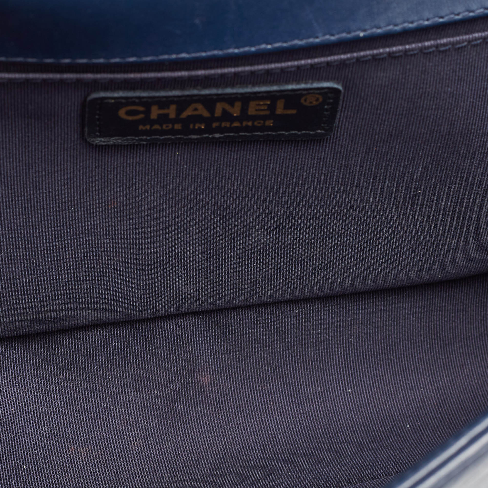 Chanel Navy Blue Quilted Leather Medium Boy Flap Bag 