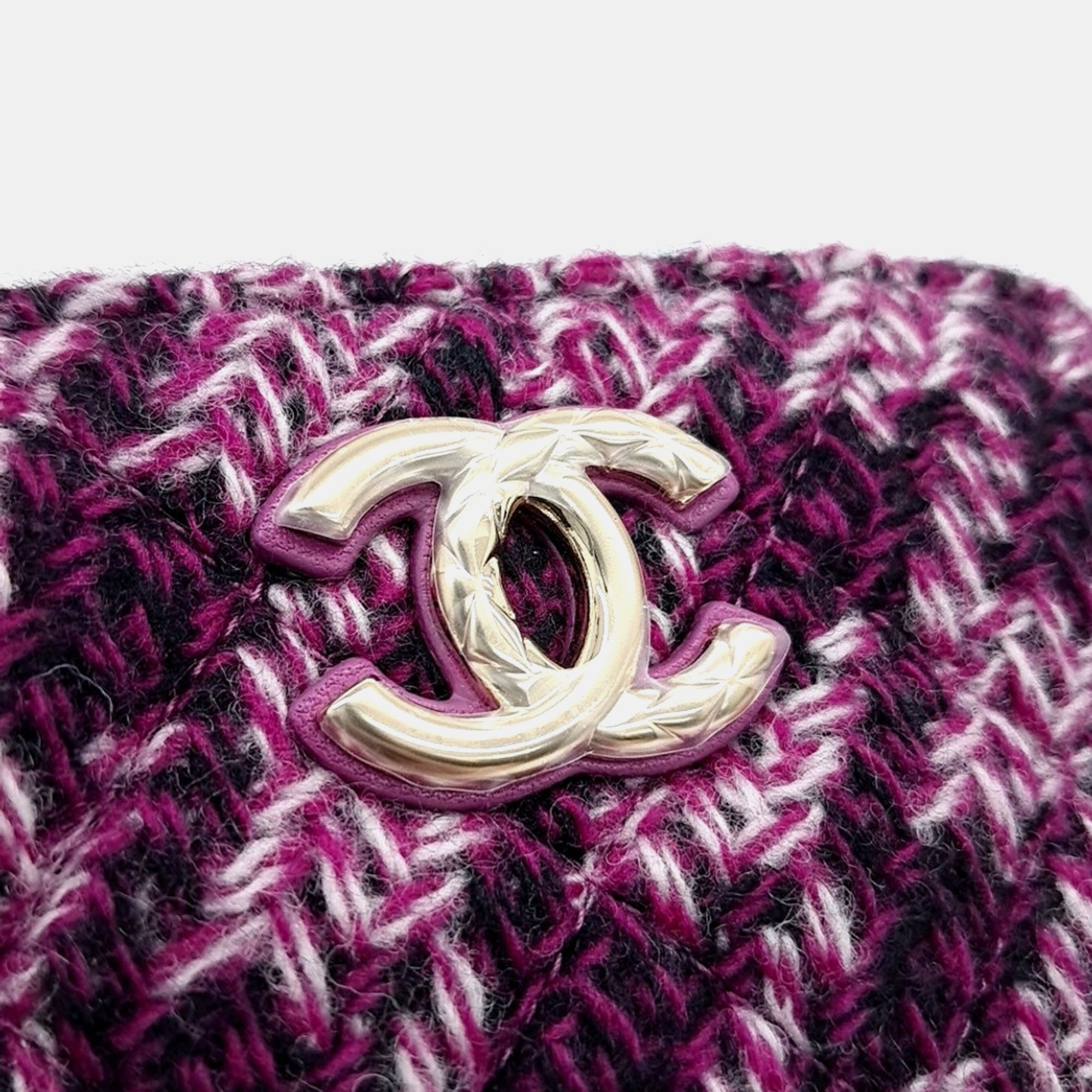 Chanel Purple Tweed mini chain Crossbody bag 