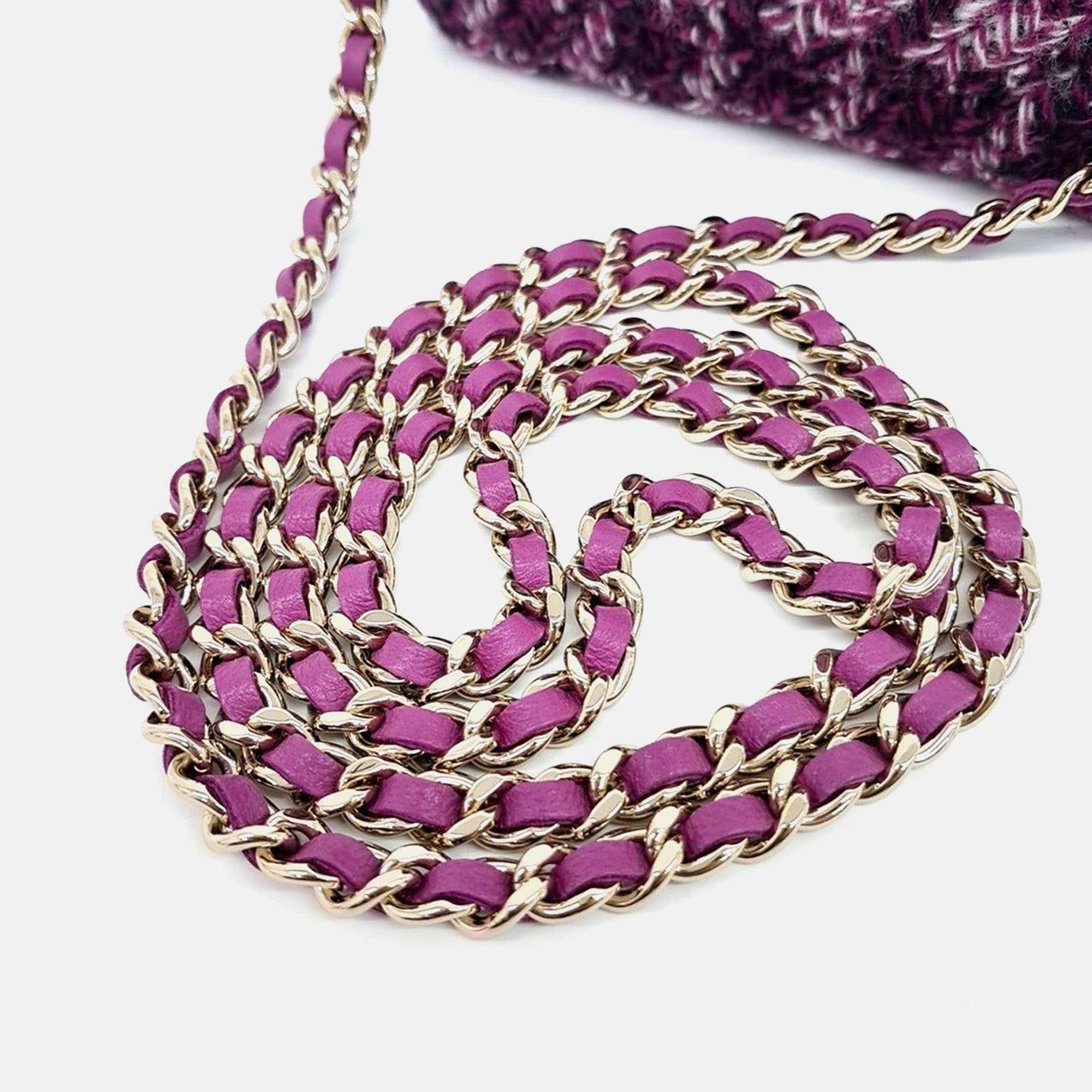 Chanel Purple Tweed mini chain Crossbody bag 
