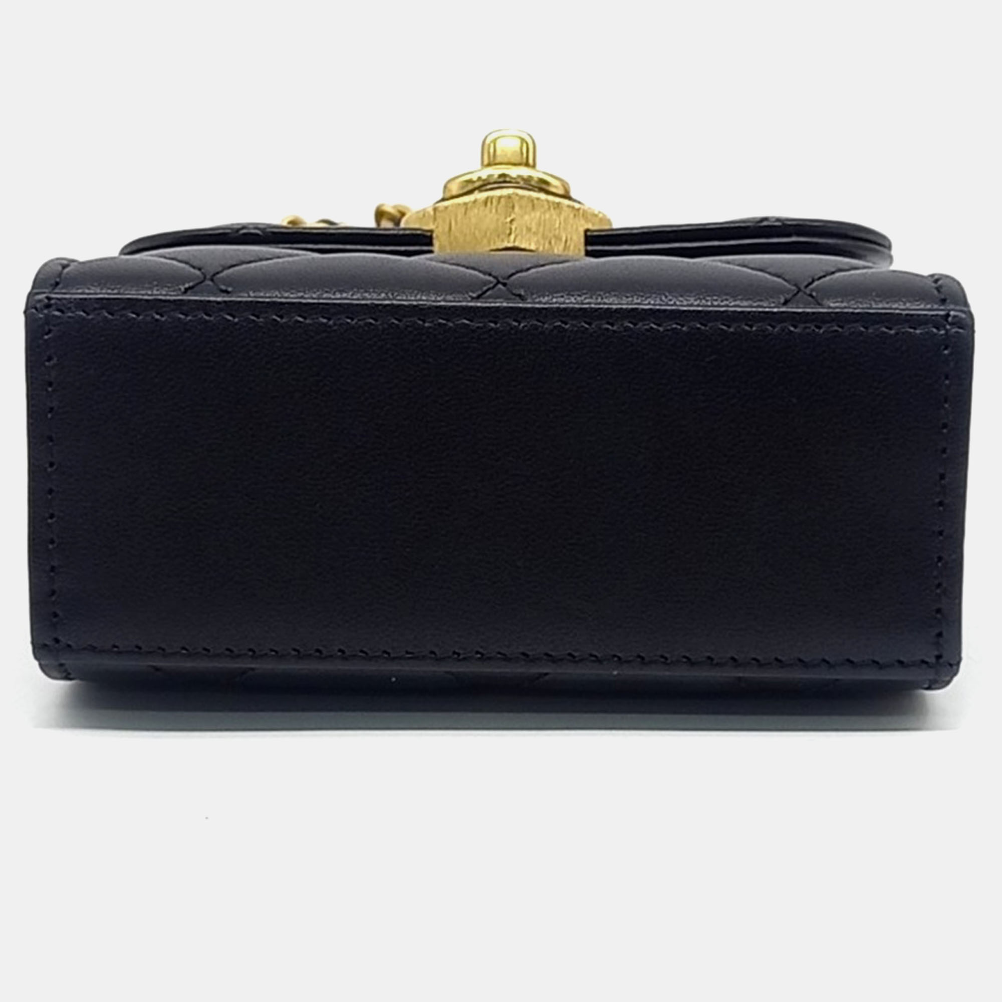 Chanel Black Leather mini heart chain Crossbody bag 