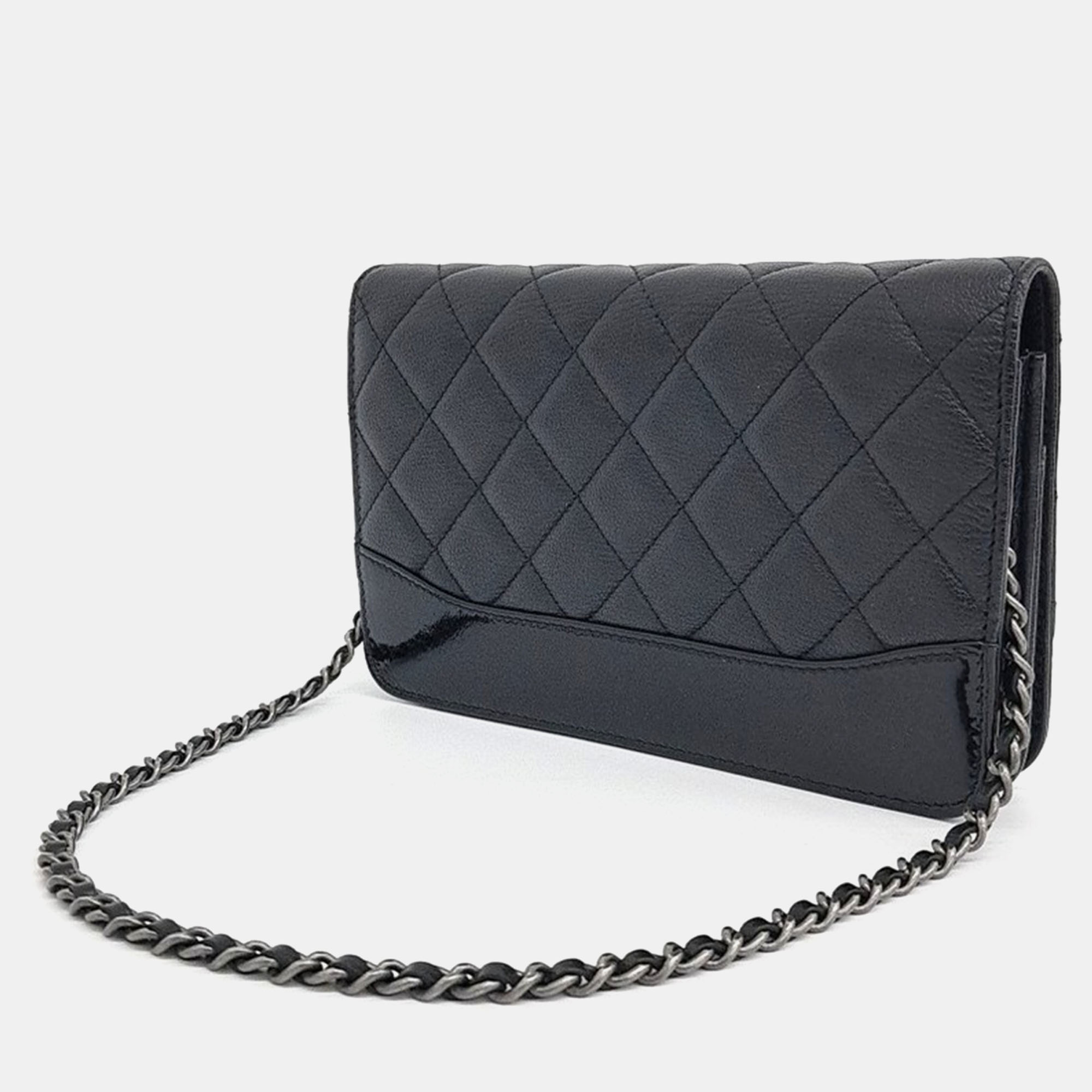 Chanel Black Leather Gabrielle WOC Mini Crossbody Bag 