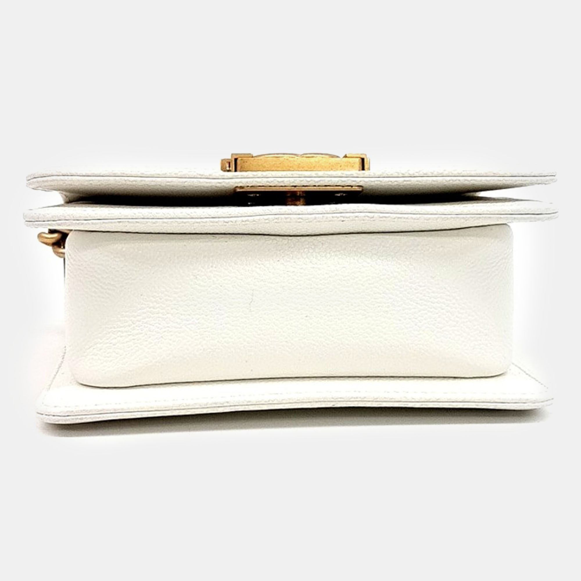 Chanel White Leather Boy Mini Bag 