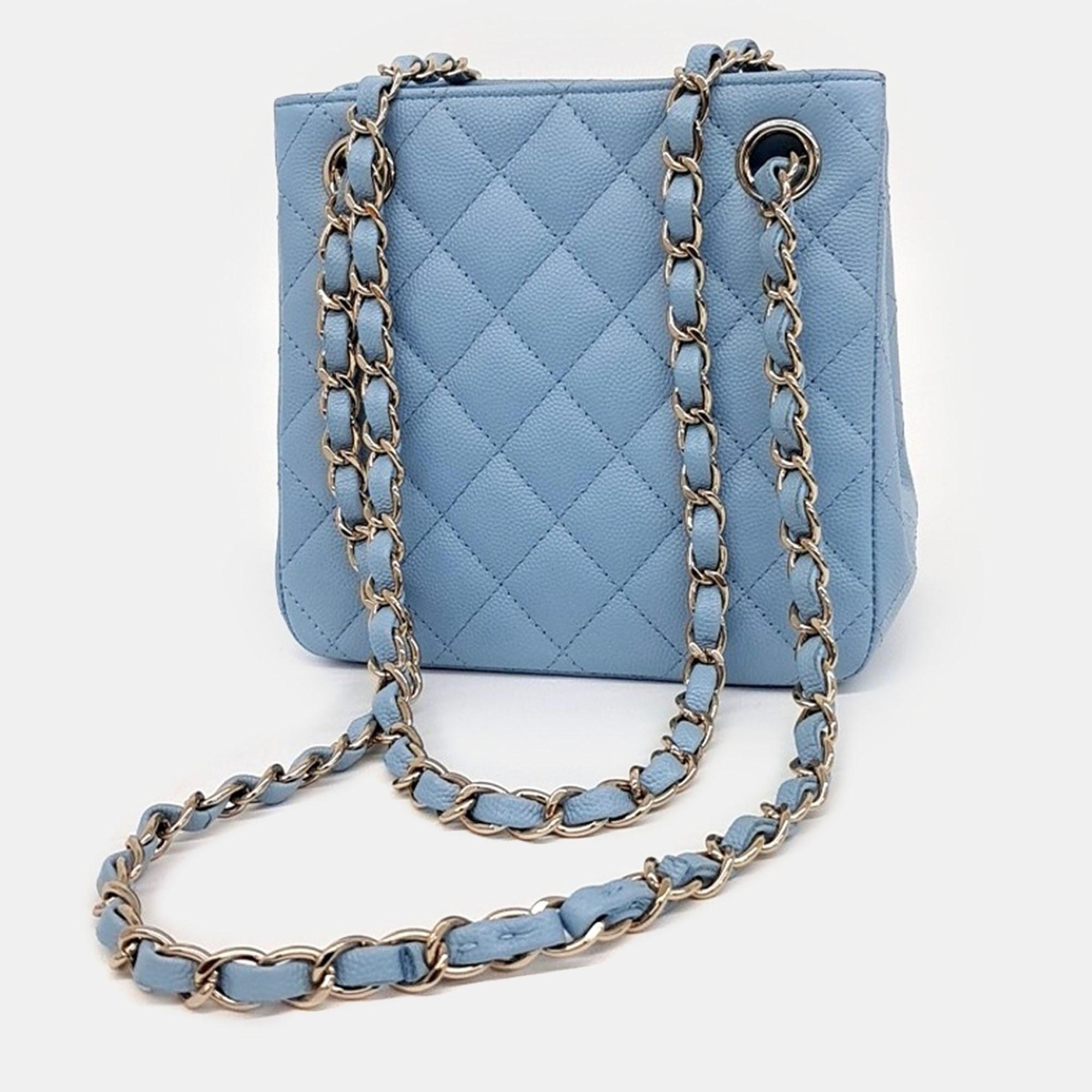 Chanel Blue Leather Classic Mini Bucket Bag 