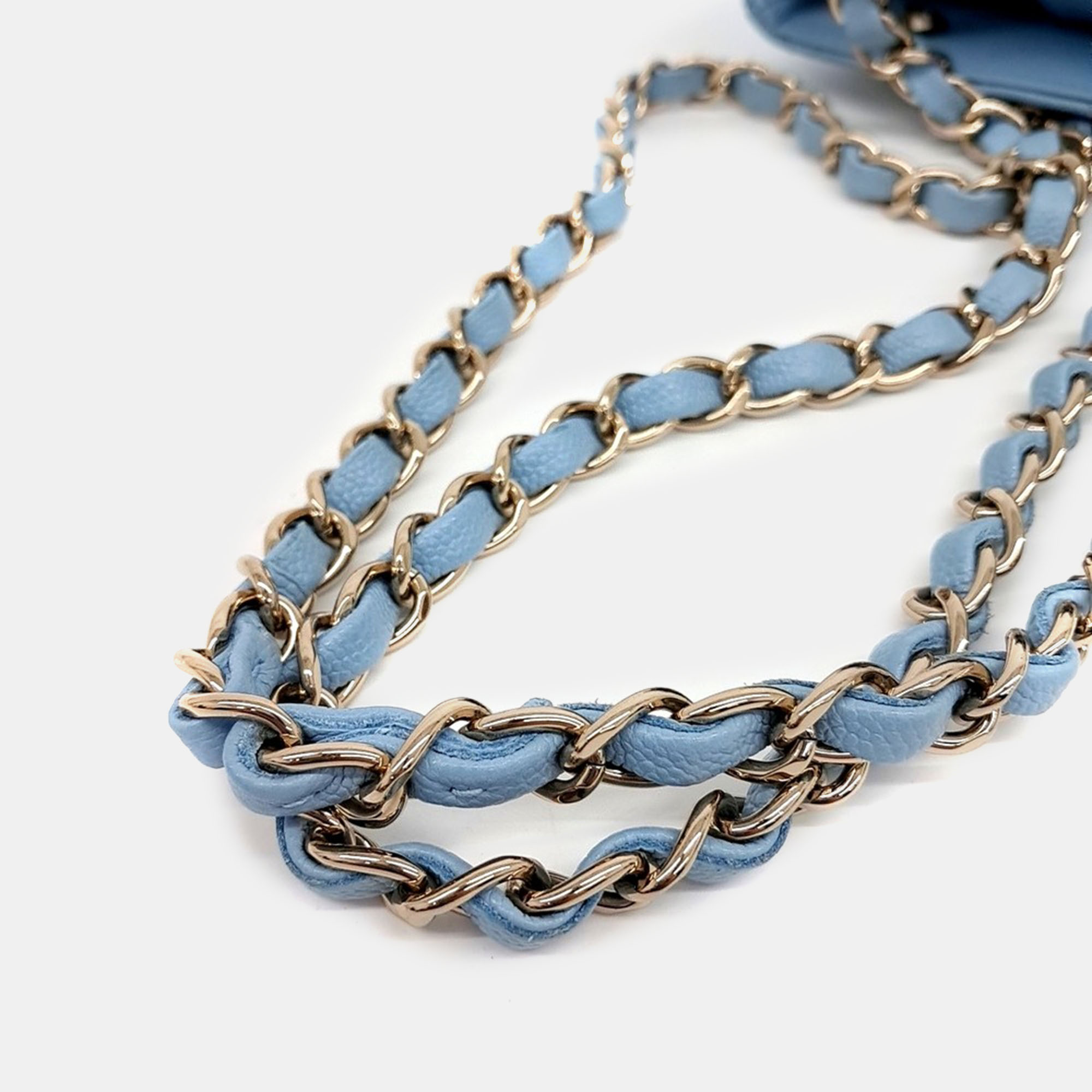 Chanel Blue Leather Classic Mini Bucket Bag 