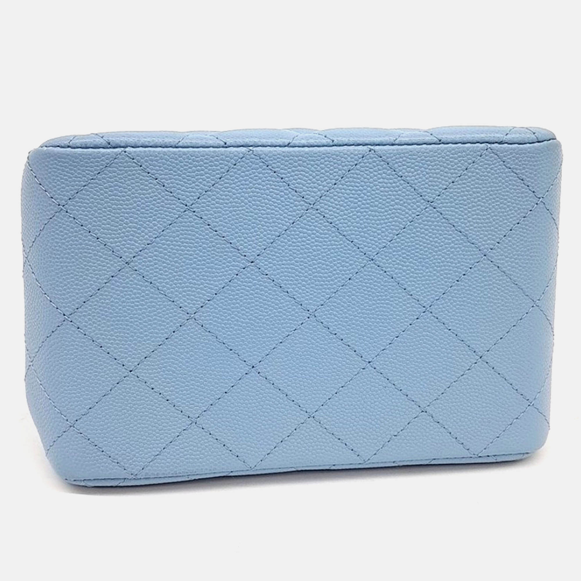 Chanel Blue Leather Classic Mini Bucket Bag 