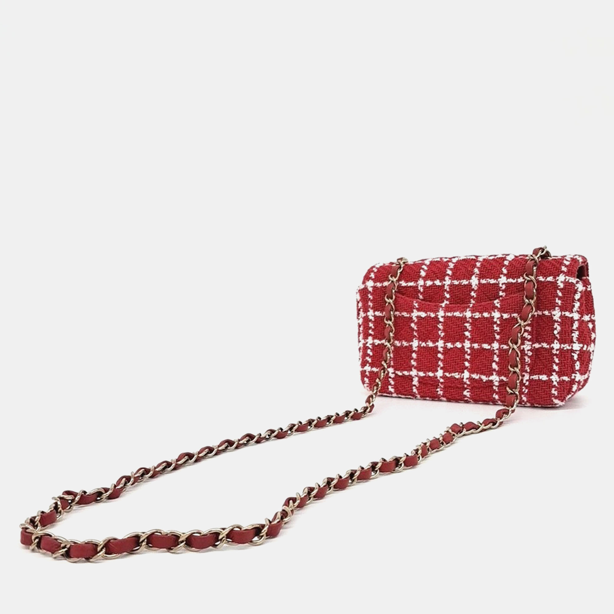 Chanel Red Tweed Tweed Classic New Mini Crossbody Bag 