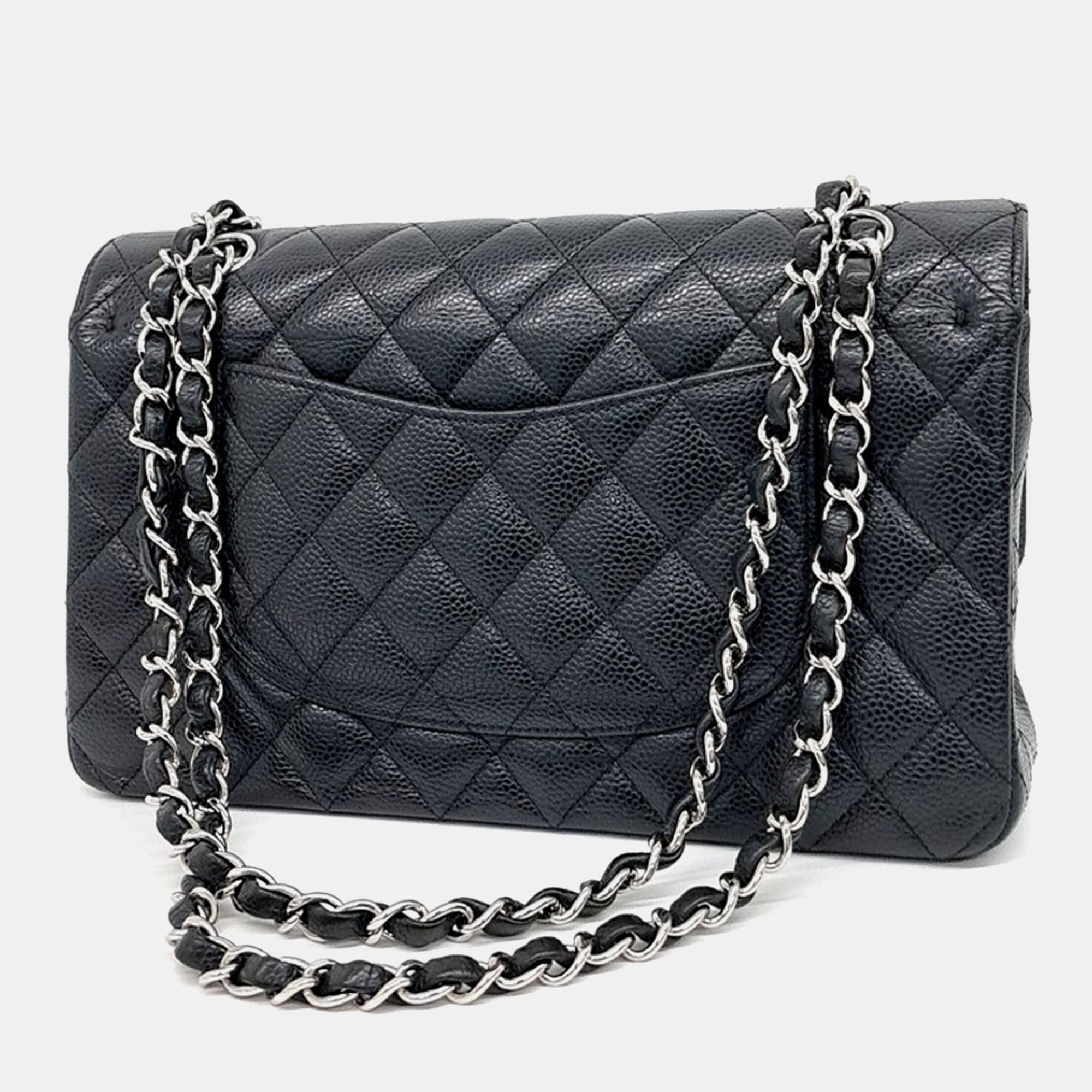 Chanel Black Leather Classic Medium bag 