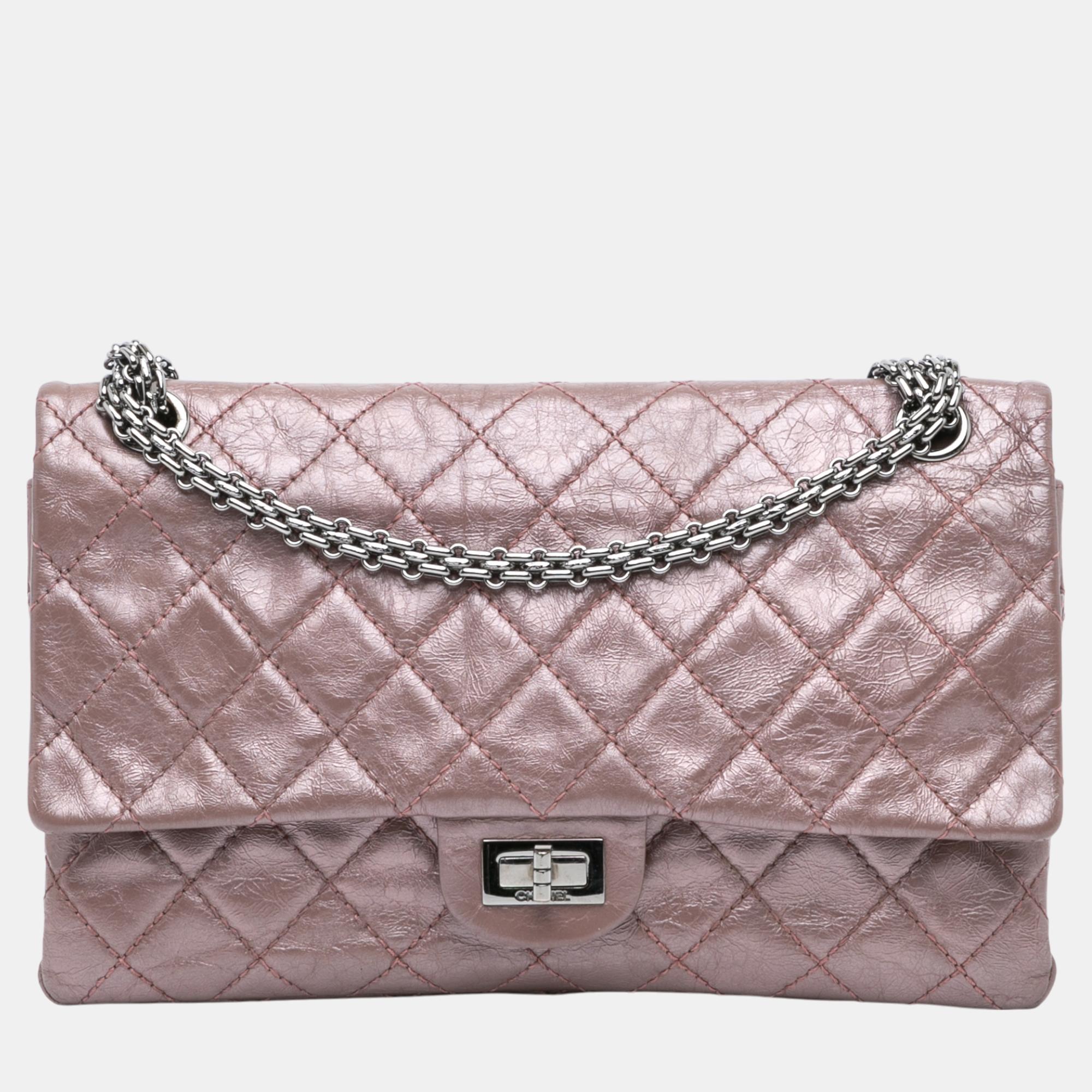 

Chanel Pink Reissue 2.55 Aged Metallic Calfskin Double Flap 226