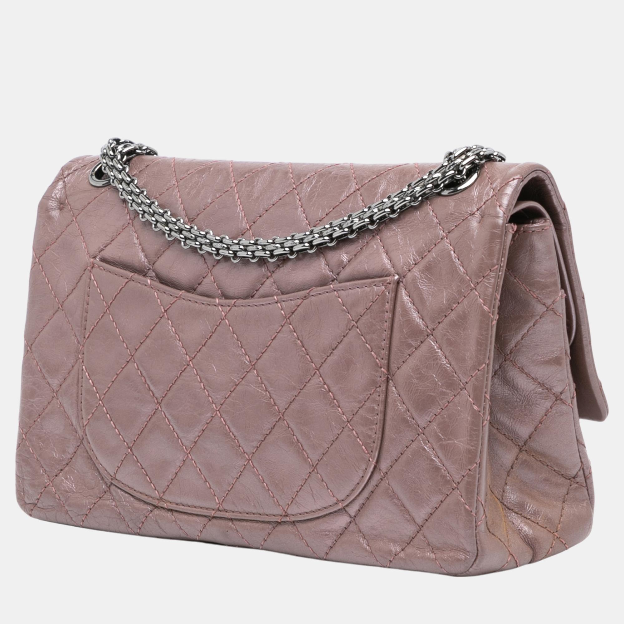 Chanel Pink Reissue 2.55 Aged Metallic Calfskin Double Flap 226 