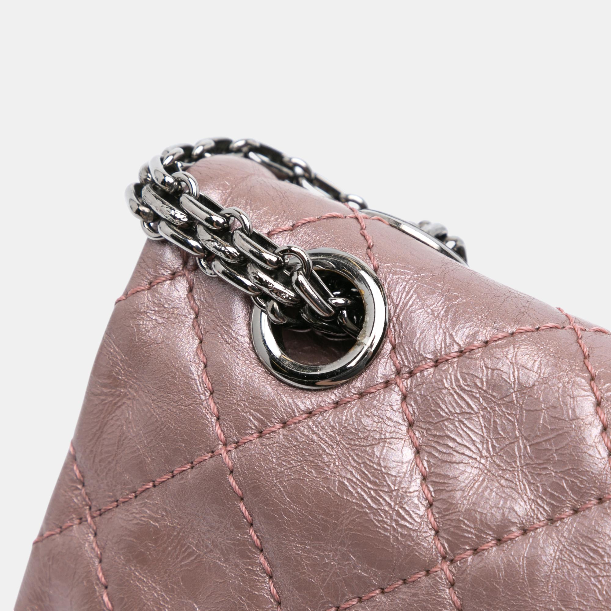 Chanel Pink Reissue 2.55 Aged Metallic Calfskin Double Flap 226 