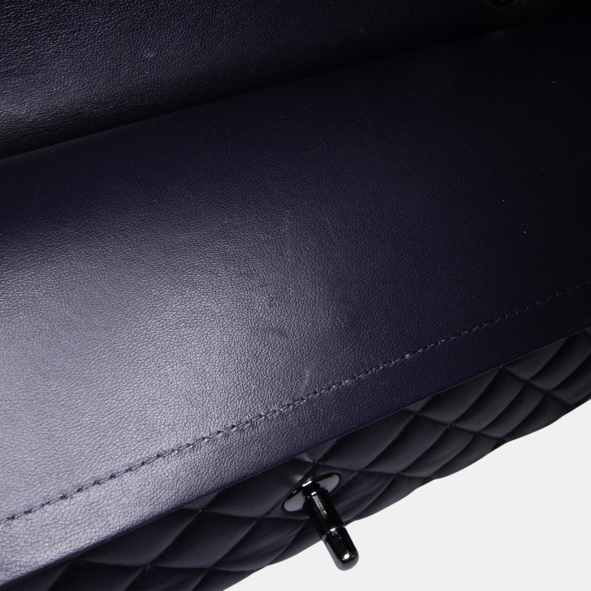 Chanel Navy Blue Medium Classic Lambskin Double Flap 