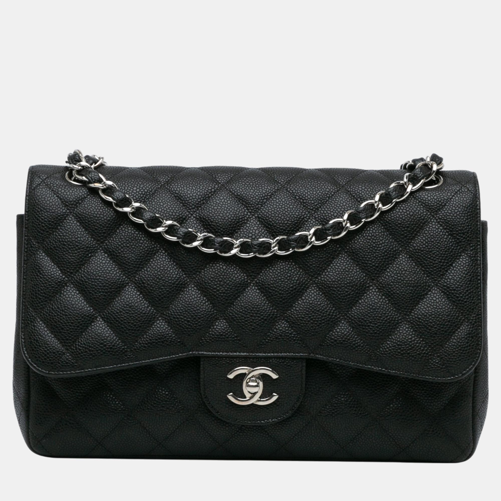 

Chanel Black Jumbo Classic Caviar Double Flap