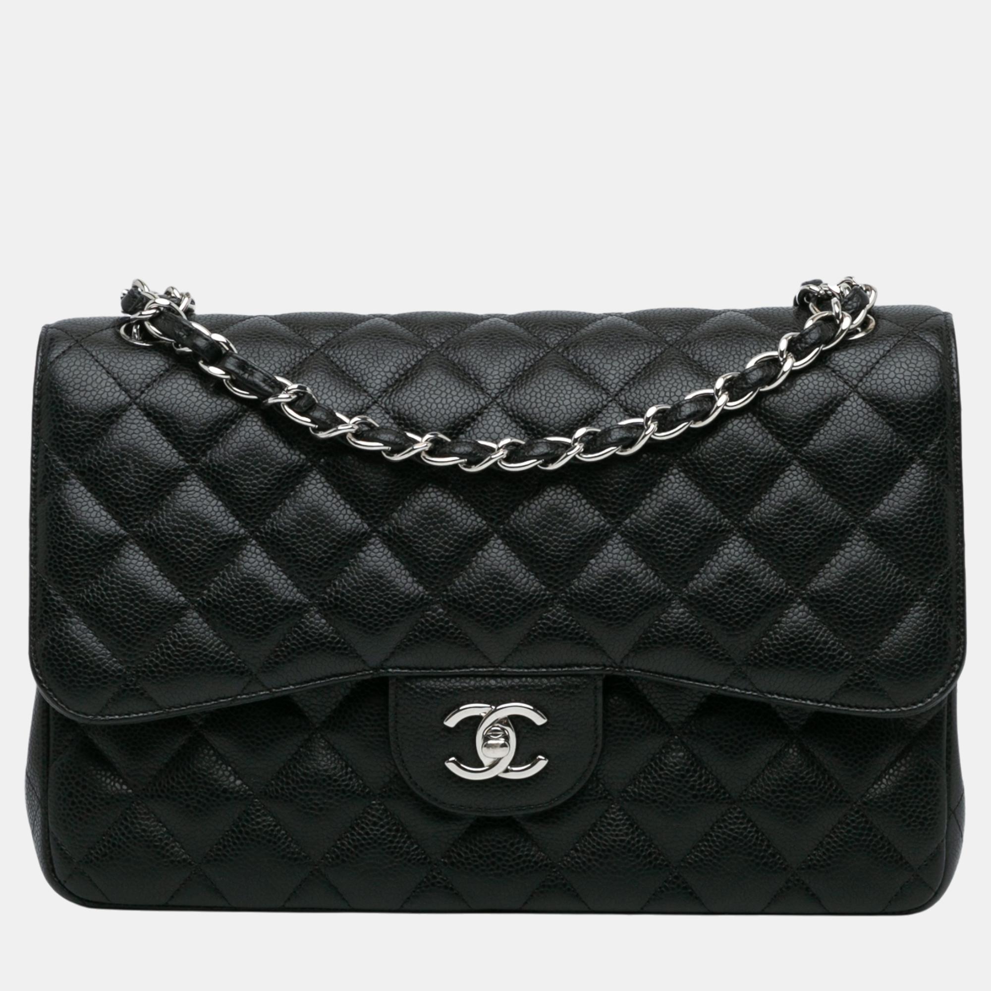 

Chanel Black Jumbo Classic Caviar Double Flap