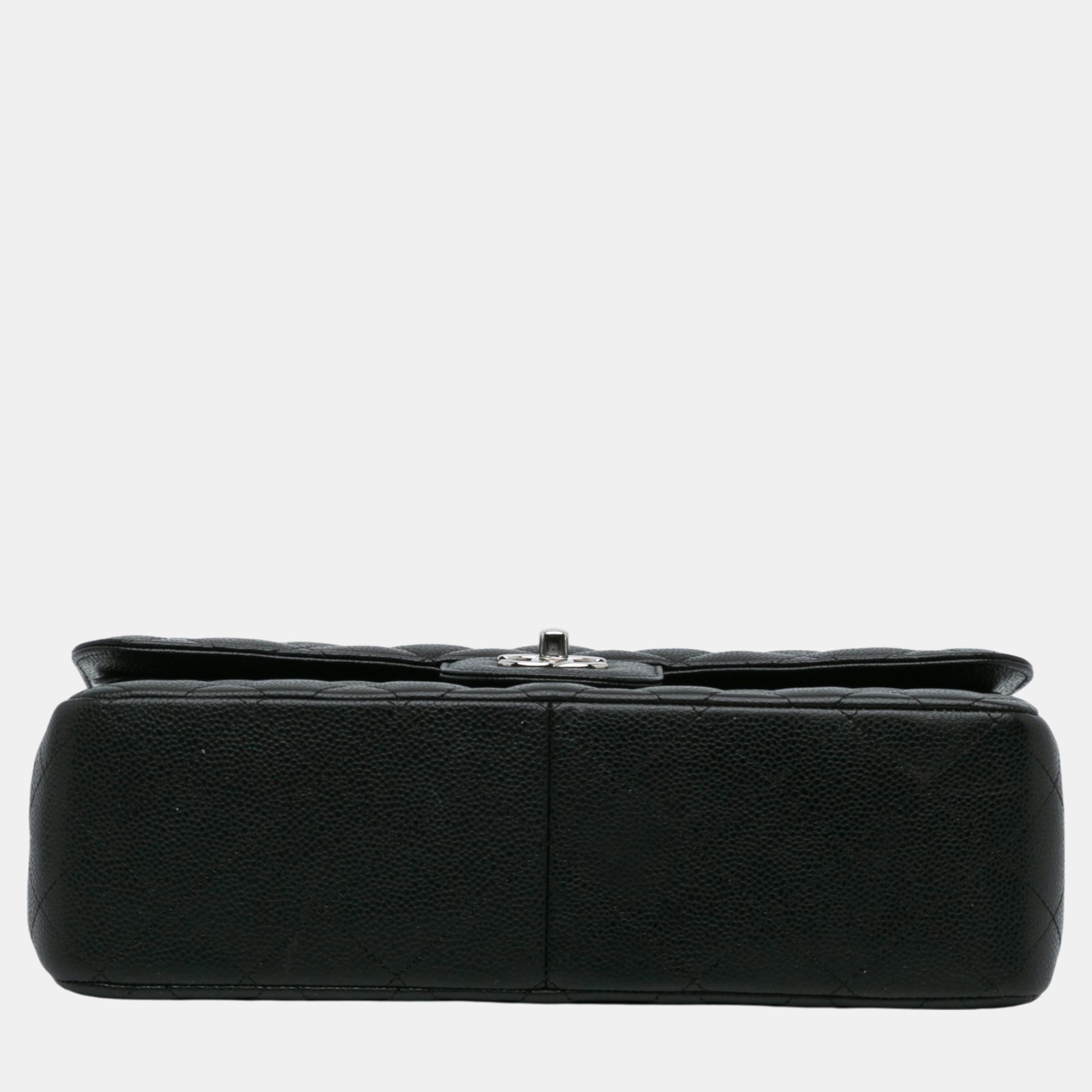 Chanel Black Jumbo Classic Caviar Double Flap 