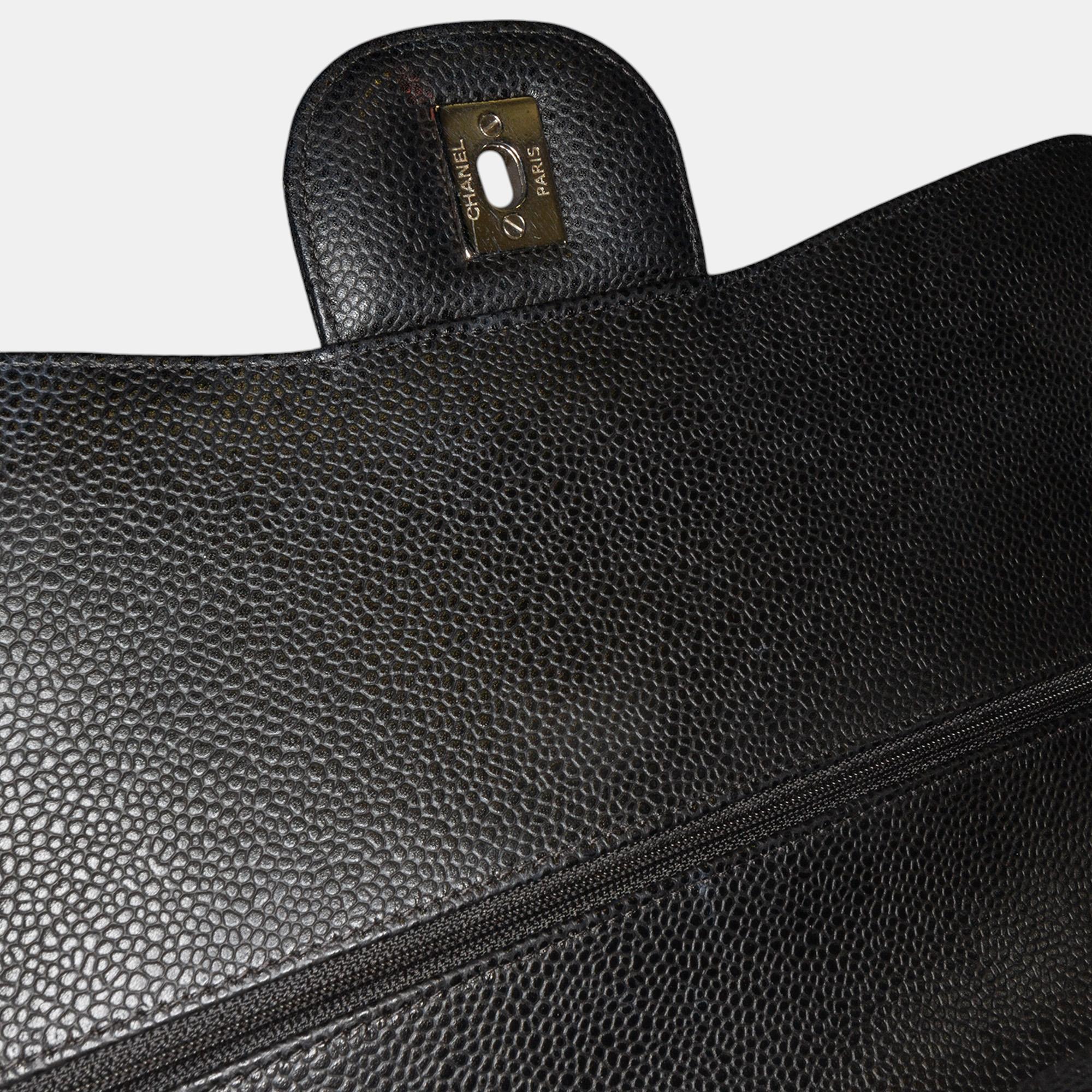 Chanel Black Jumbo Classic Caviar Double Flap 