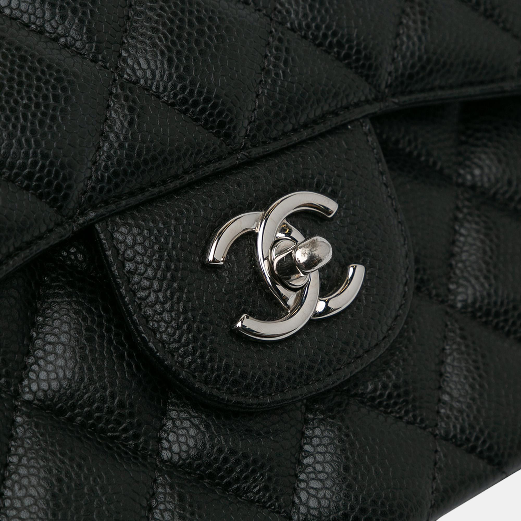 Chanel Black Jumbo Classic Caviar Double Flap 
