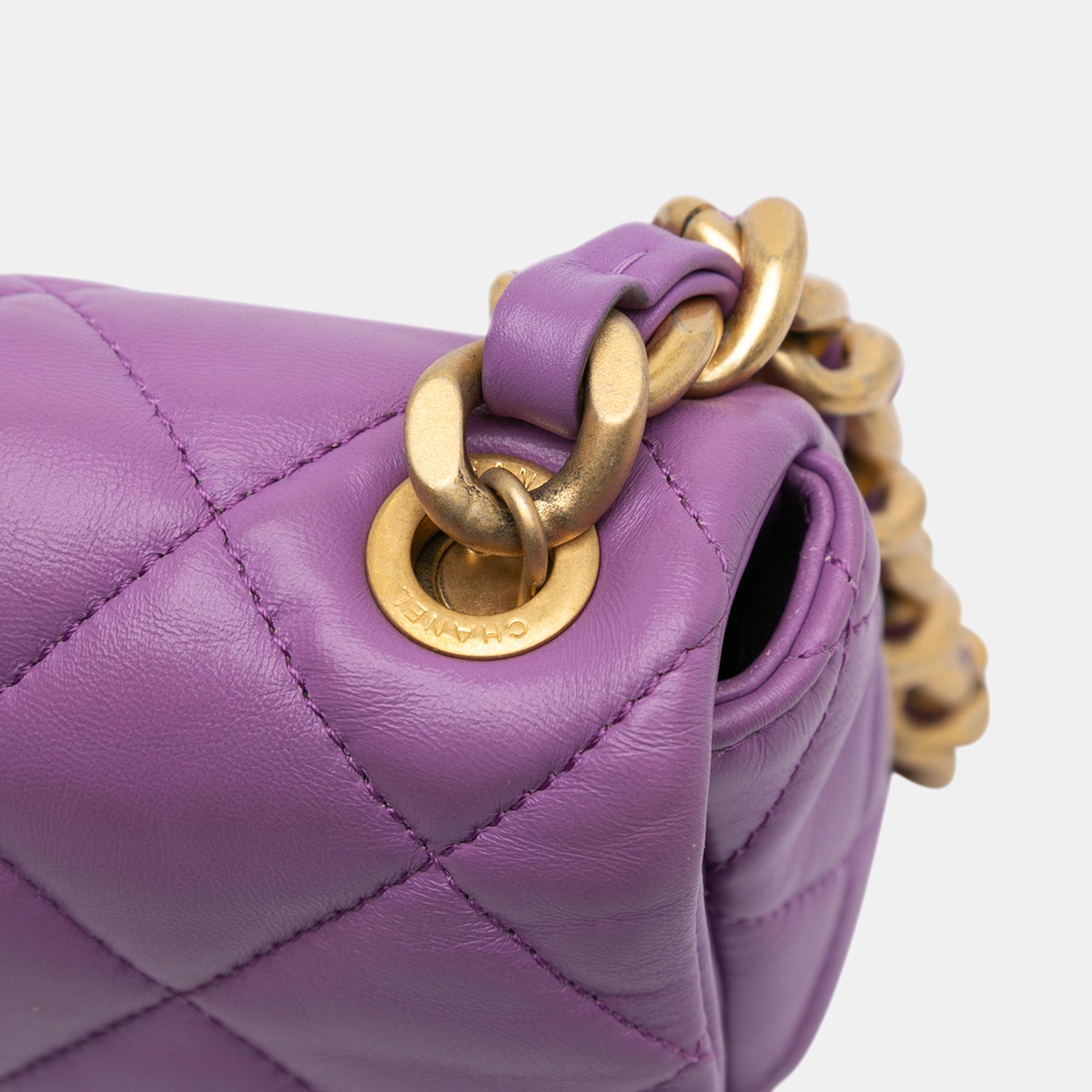 Chanel Purple Mini Quilted Lambskin Candy Chain Flap 