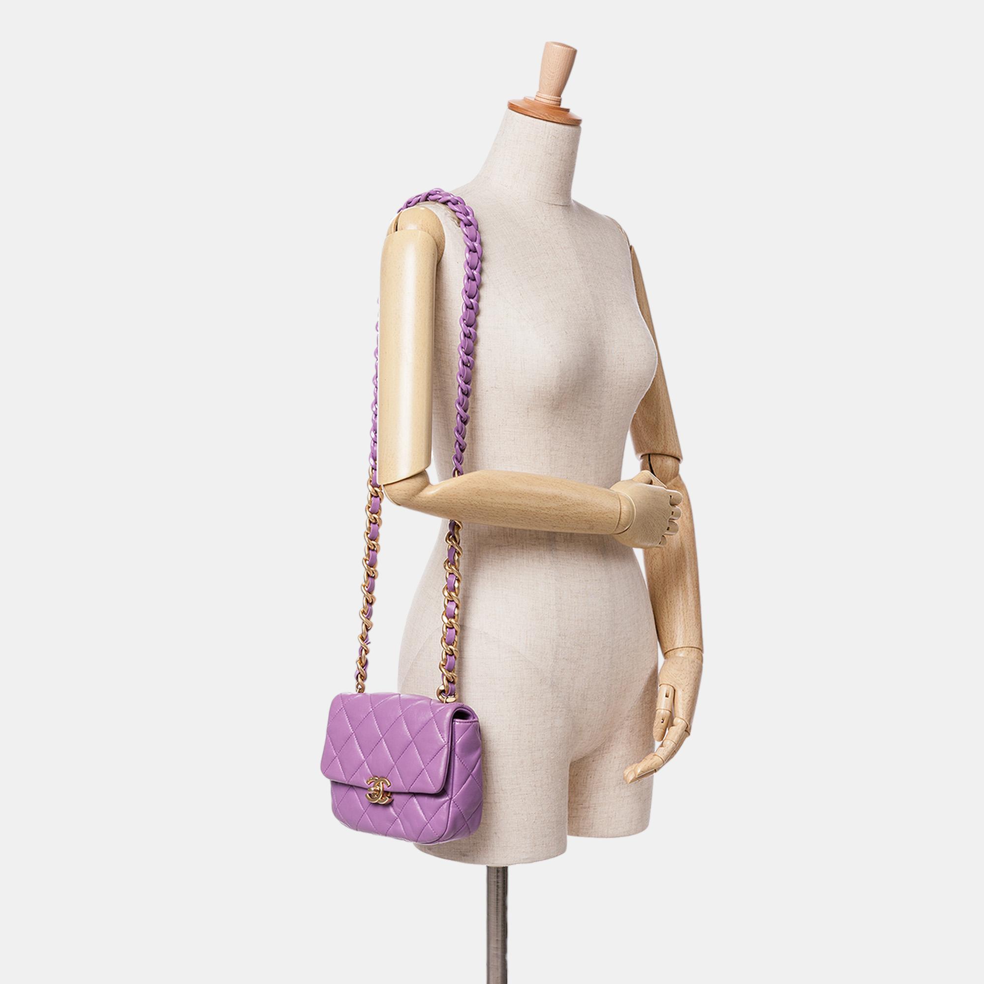 Chanel Purple Mini Quilted Lambskin Candy Chain Flap 