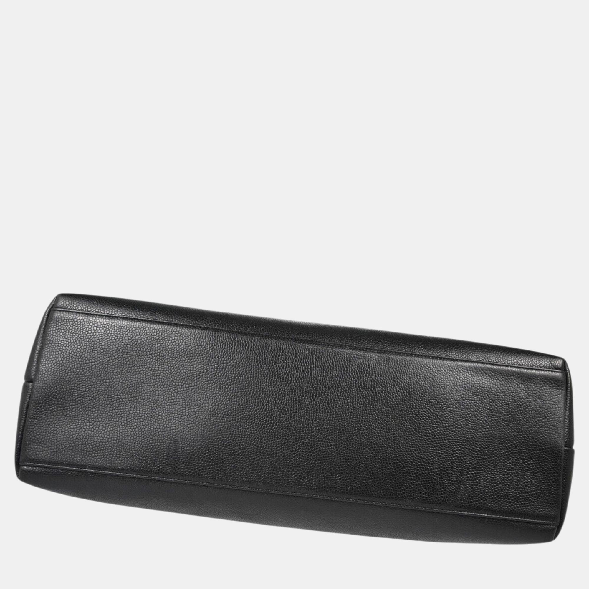 Chanel Black Leather Chain Tote Bag 