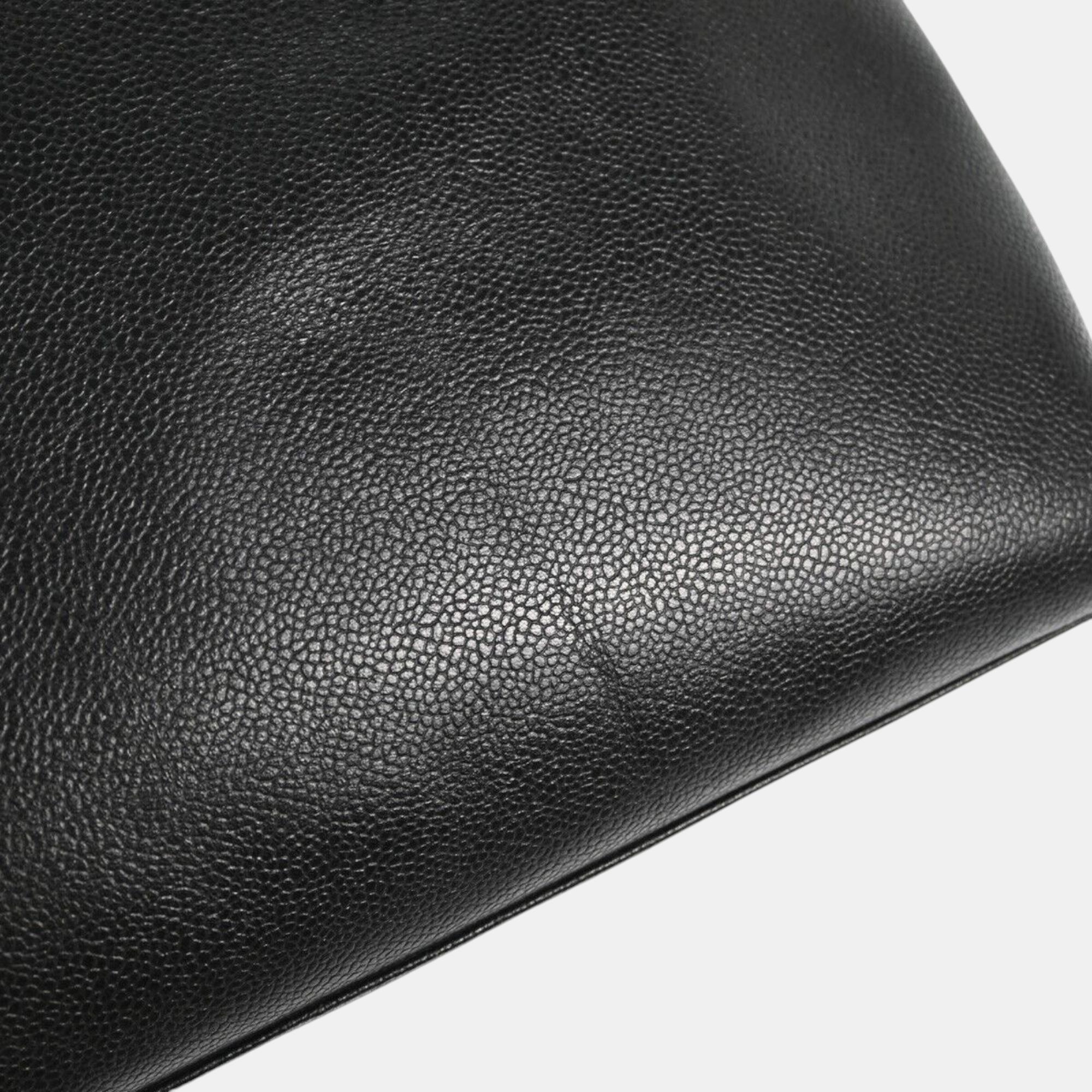 Chanel Black Leather Chain Tote Bag 