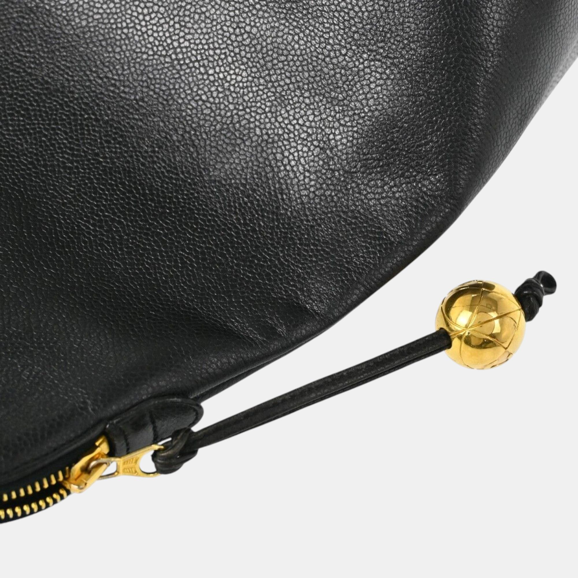 Chanel Black Leather Chain Tote Bag 