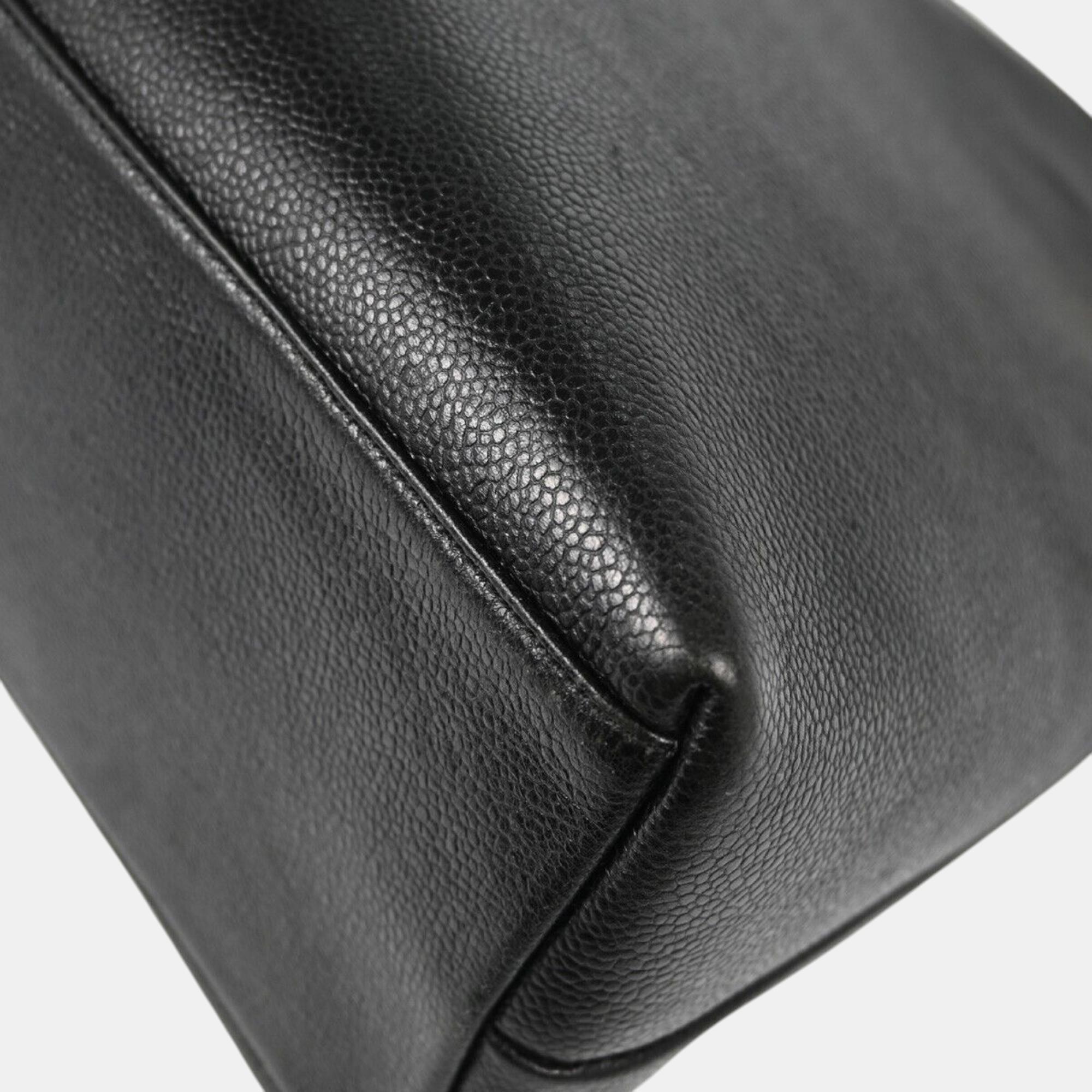 Chanel Black Leather Chain Tote Bag 