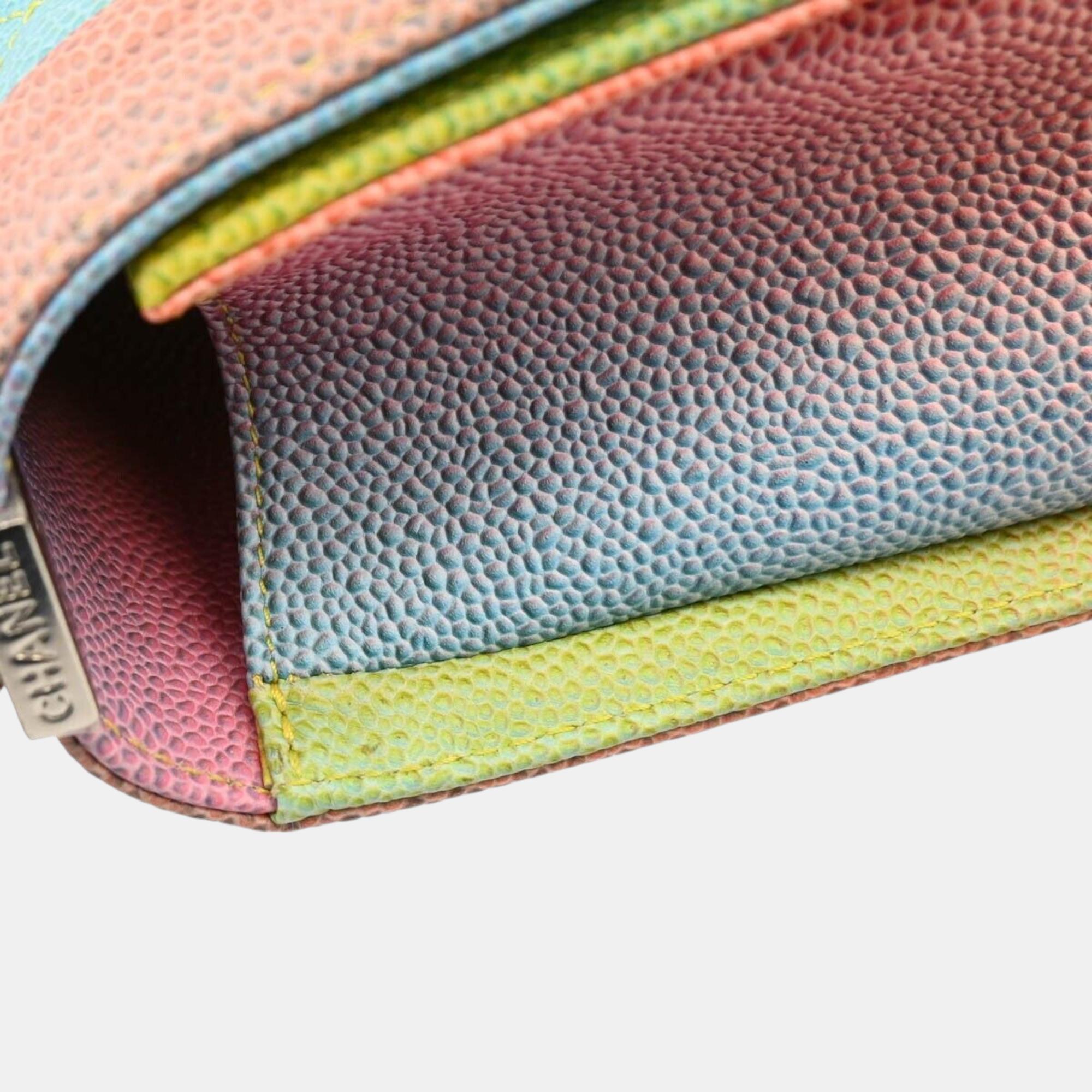 Chanel Multicolor Caviar Leather Medium Boy Chain Shoulder Bag 