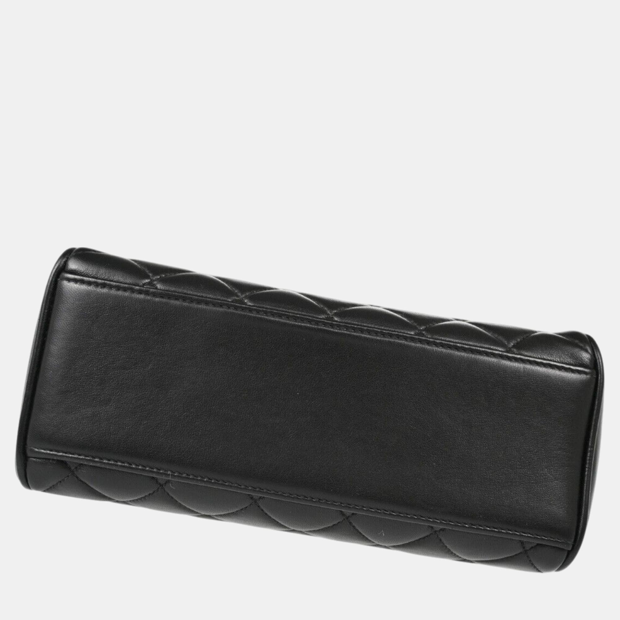 Chanel Black Lambskin Single Flap Handbag 