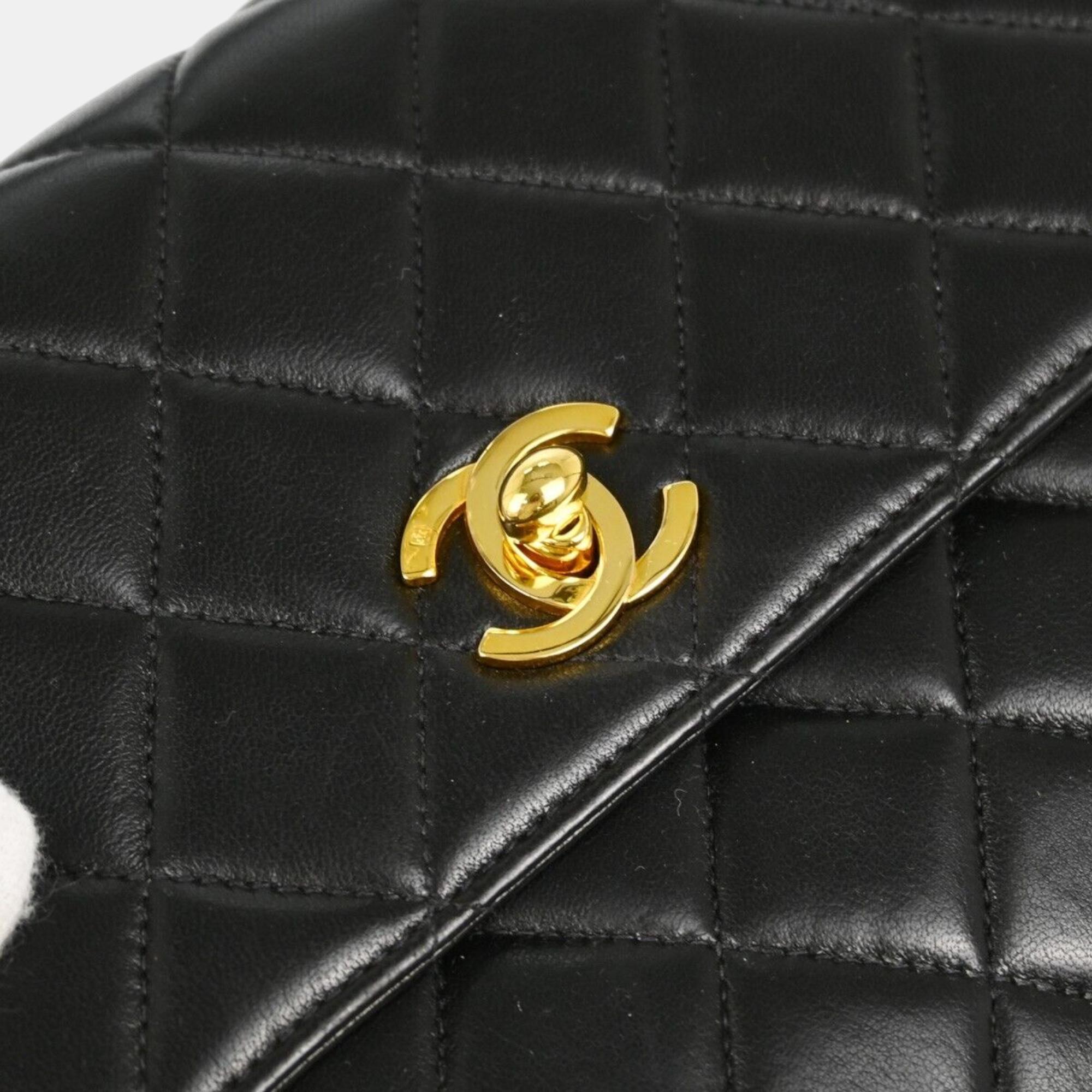 Chanel Black Lambskin Single Flap Handbag 