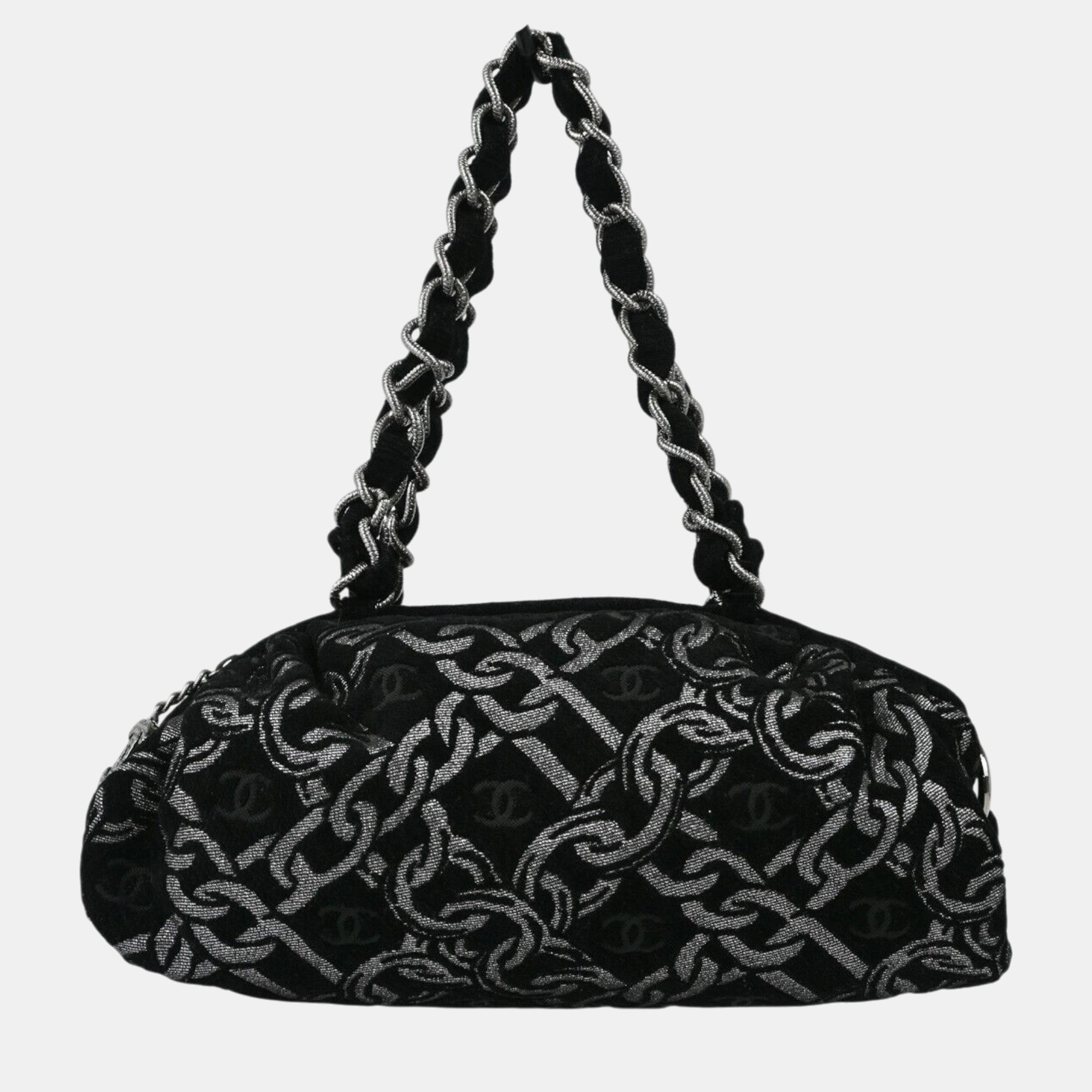 

Chanel Black Cotton Jacquard Bowling Bag