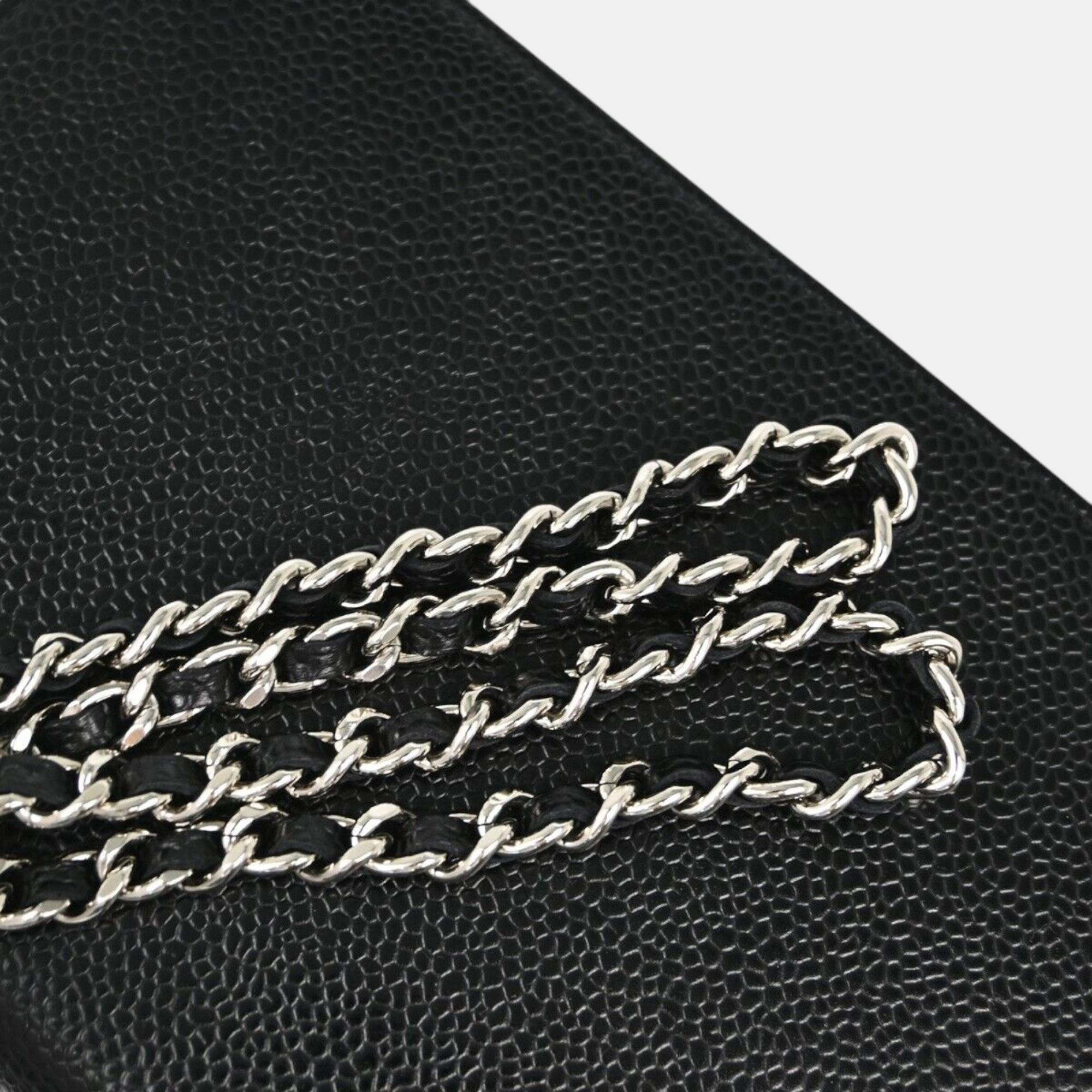 Chanel Black Calfskin CC Wallet On Chain 