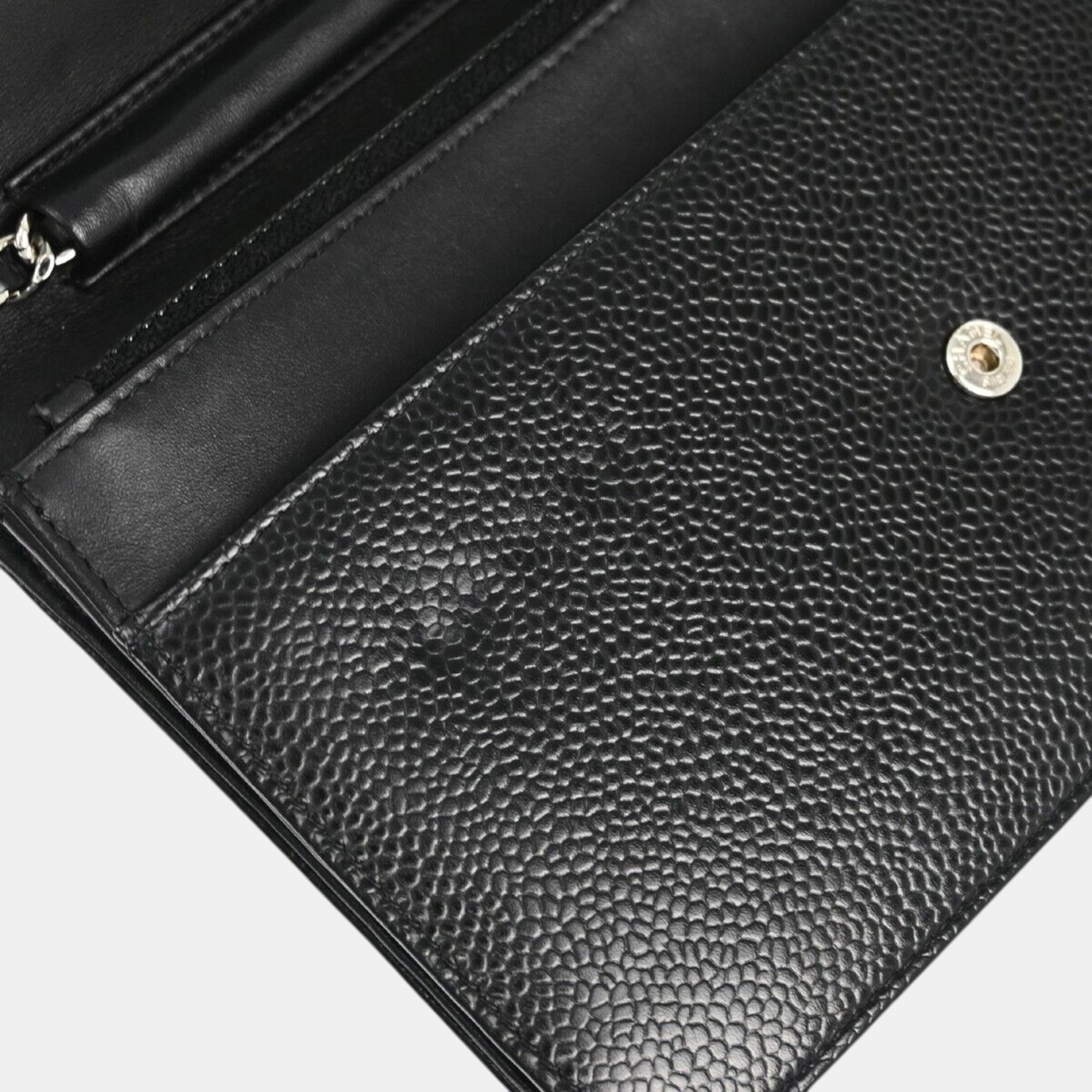 Chanel Black Calfskin CC Wallet On Chain 