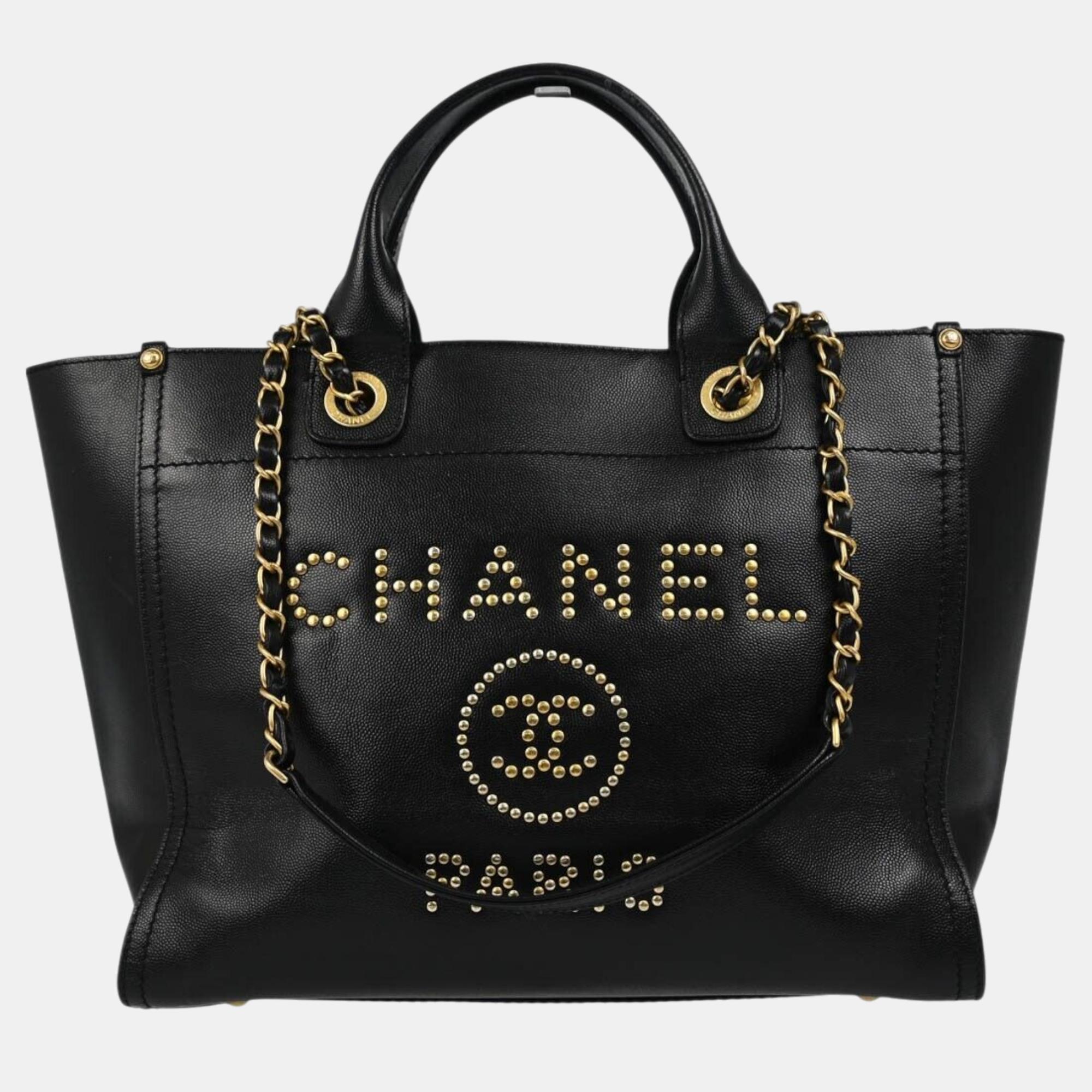 

Chanel Black Calfskin Small Deauville Tote Bag