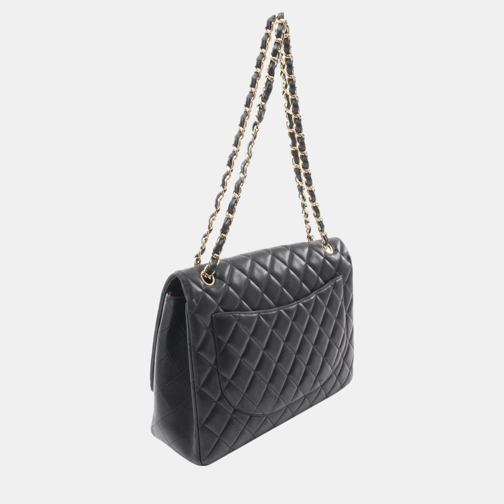 Chanel Black Maxi Classic Lambskin Single Flap 