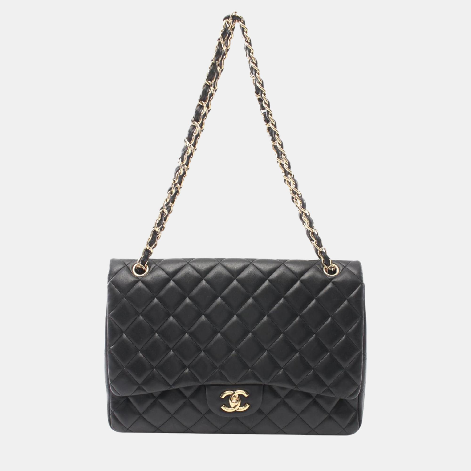 

Chanel Black Maxi Classic Lambskin Single Flap