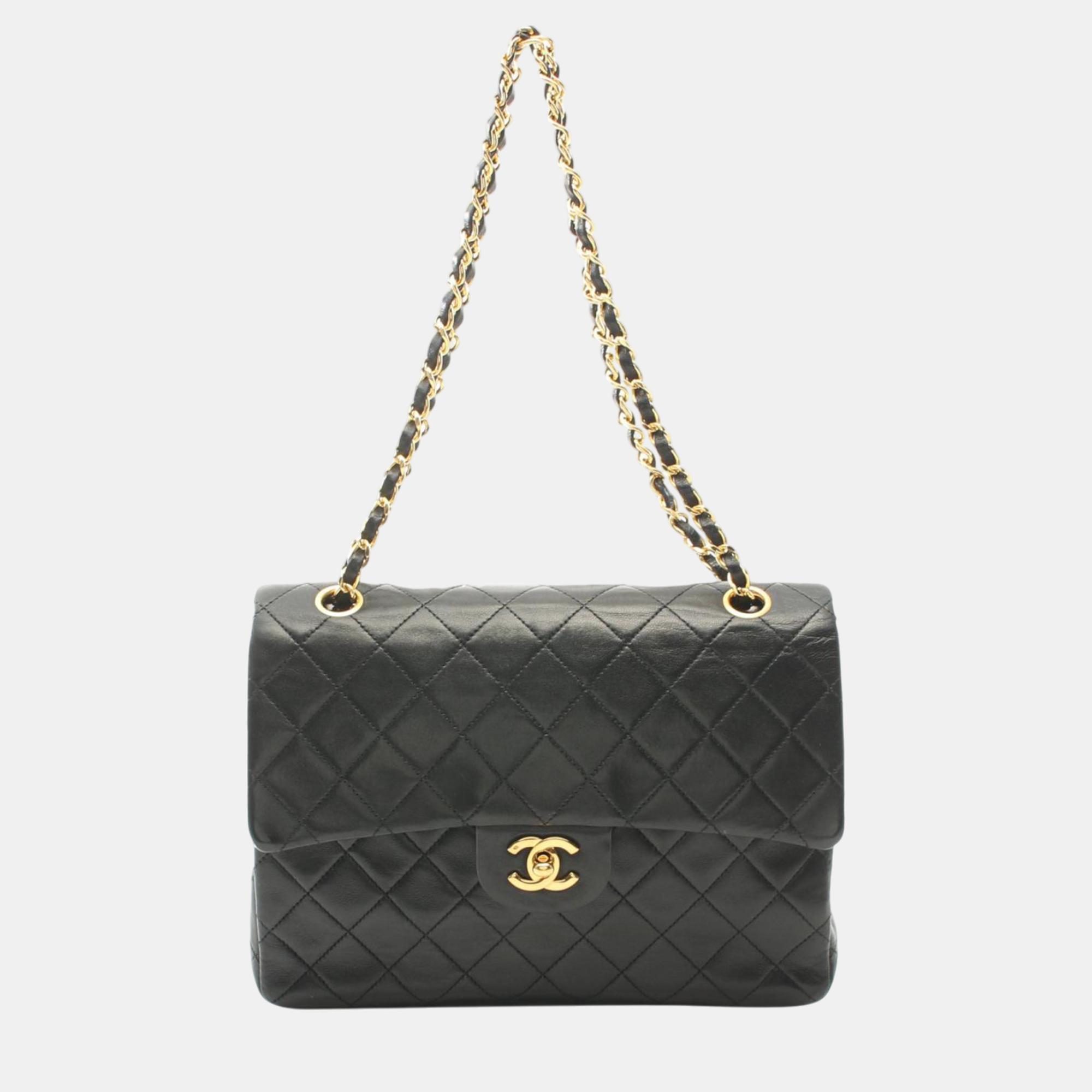 

Chanel Black Medium Tall Classic Lambskin Double Flap