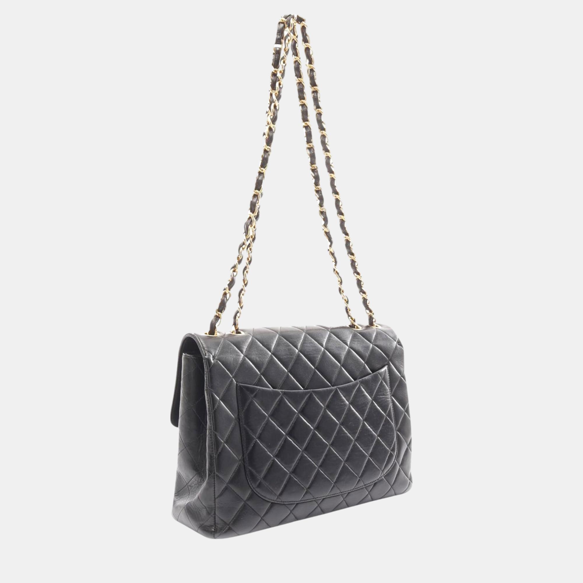 Chanel Black Jumbo Classic Lambskin Single Flap 