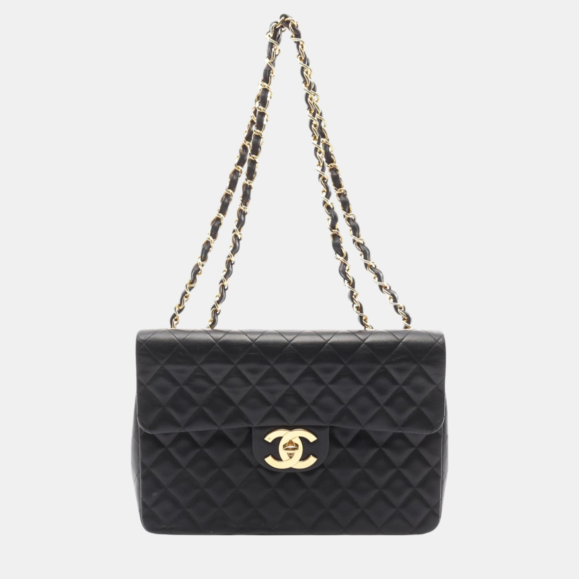 

Chanel Black Maxi  Classic Lambskin Single Flap