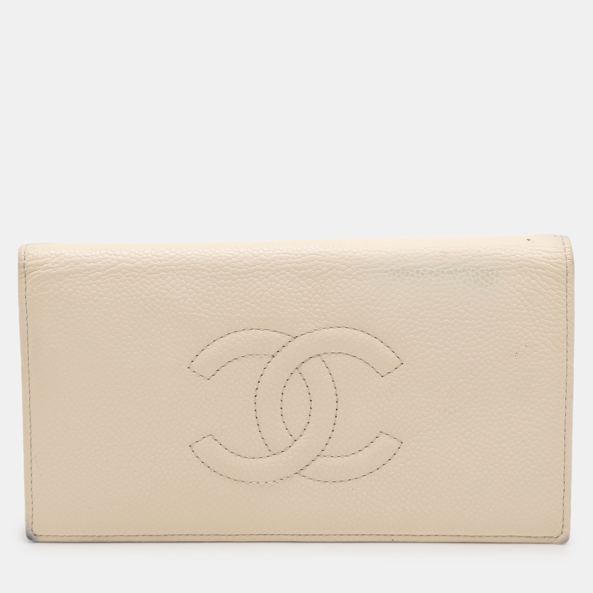 

Chanel Cream Caviar Leather  Yen Wallet