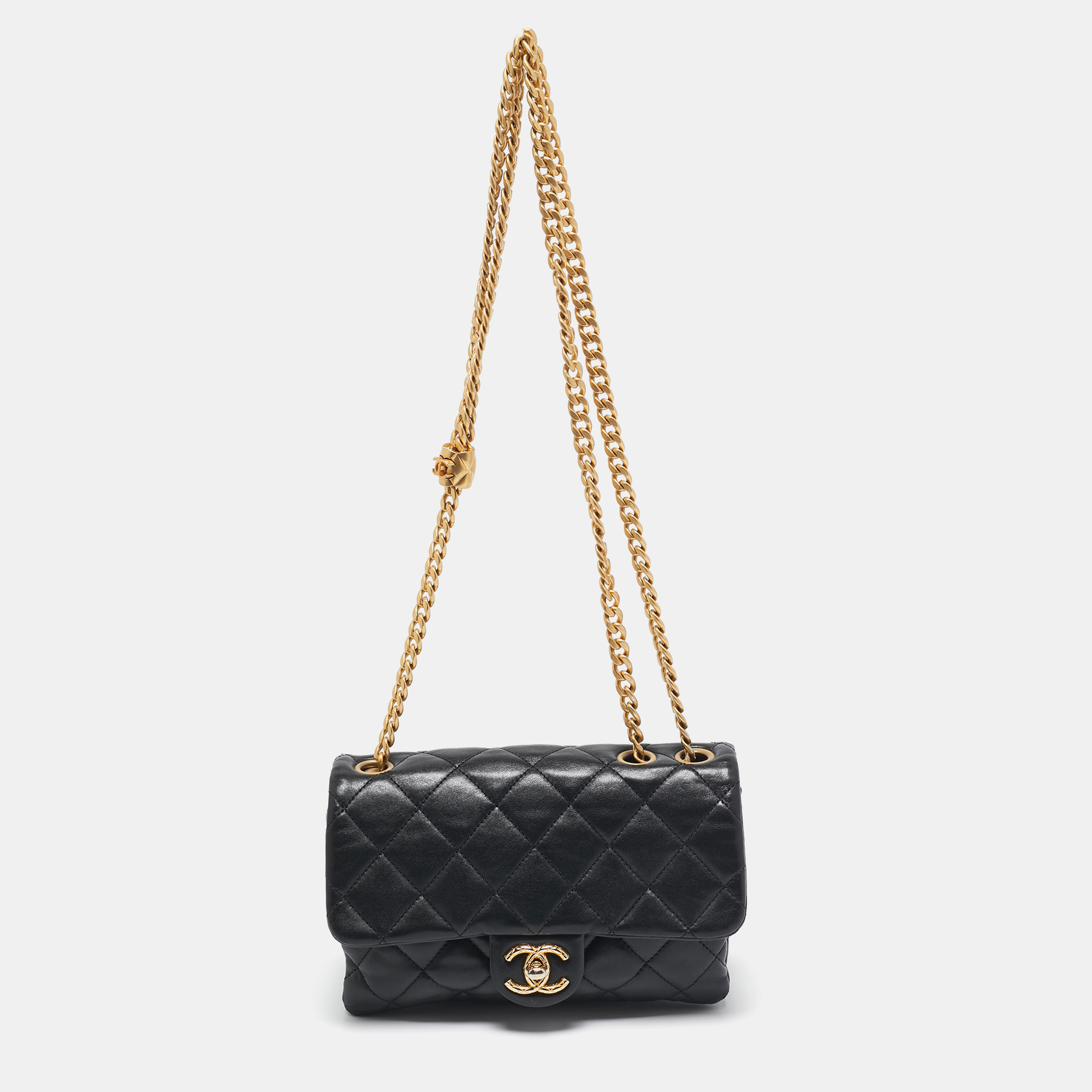 

Chanel Black Quilted Leather 3 Compartment Flap Bag