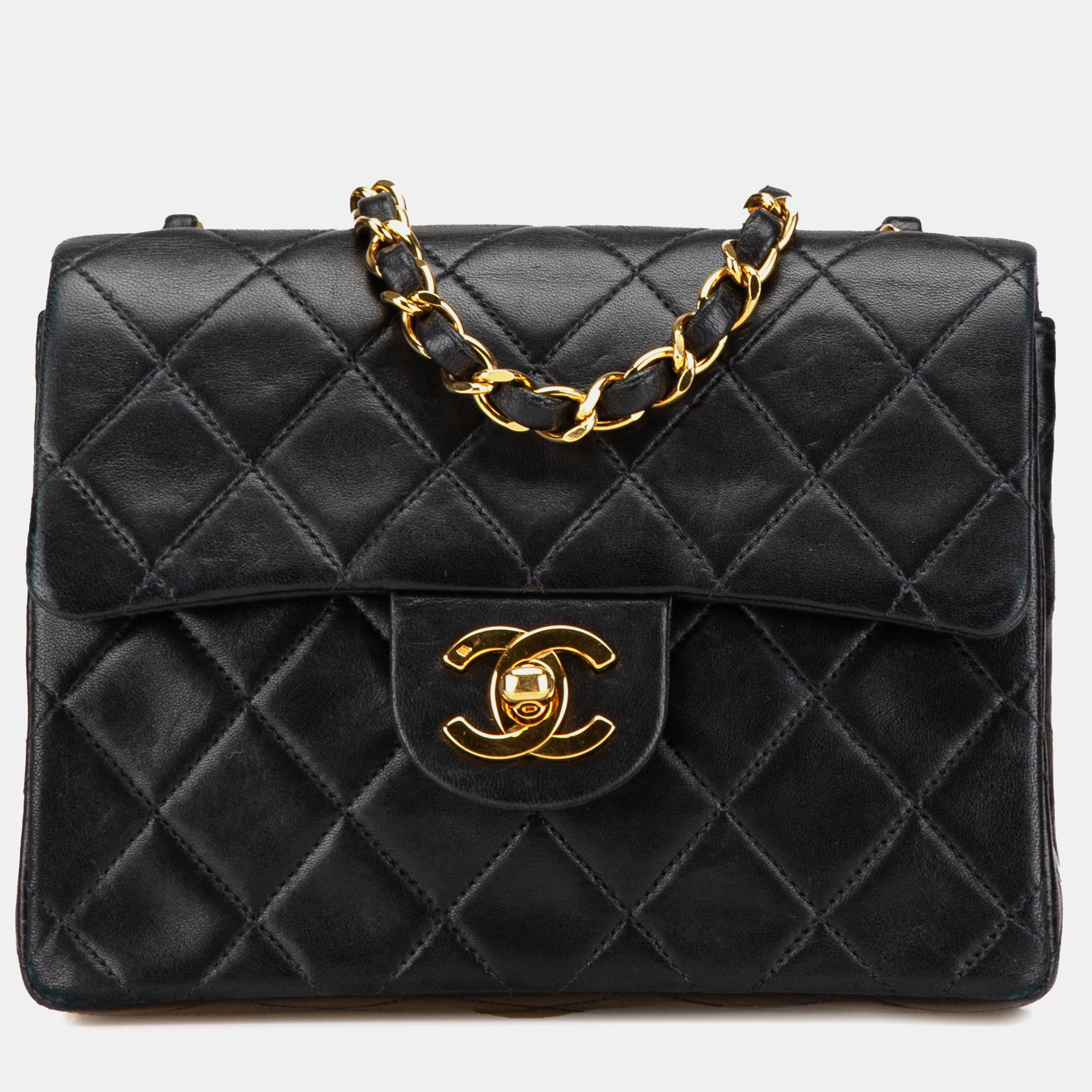 

Chanel Black Mini Square Classic Lambskin Single Flap Bag