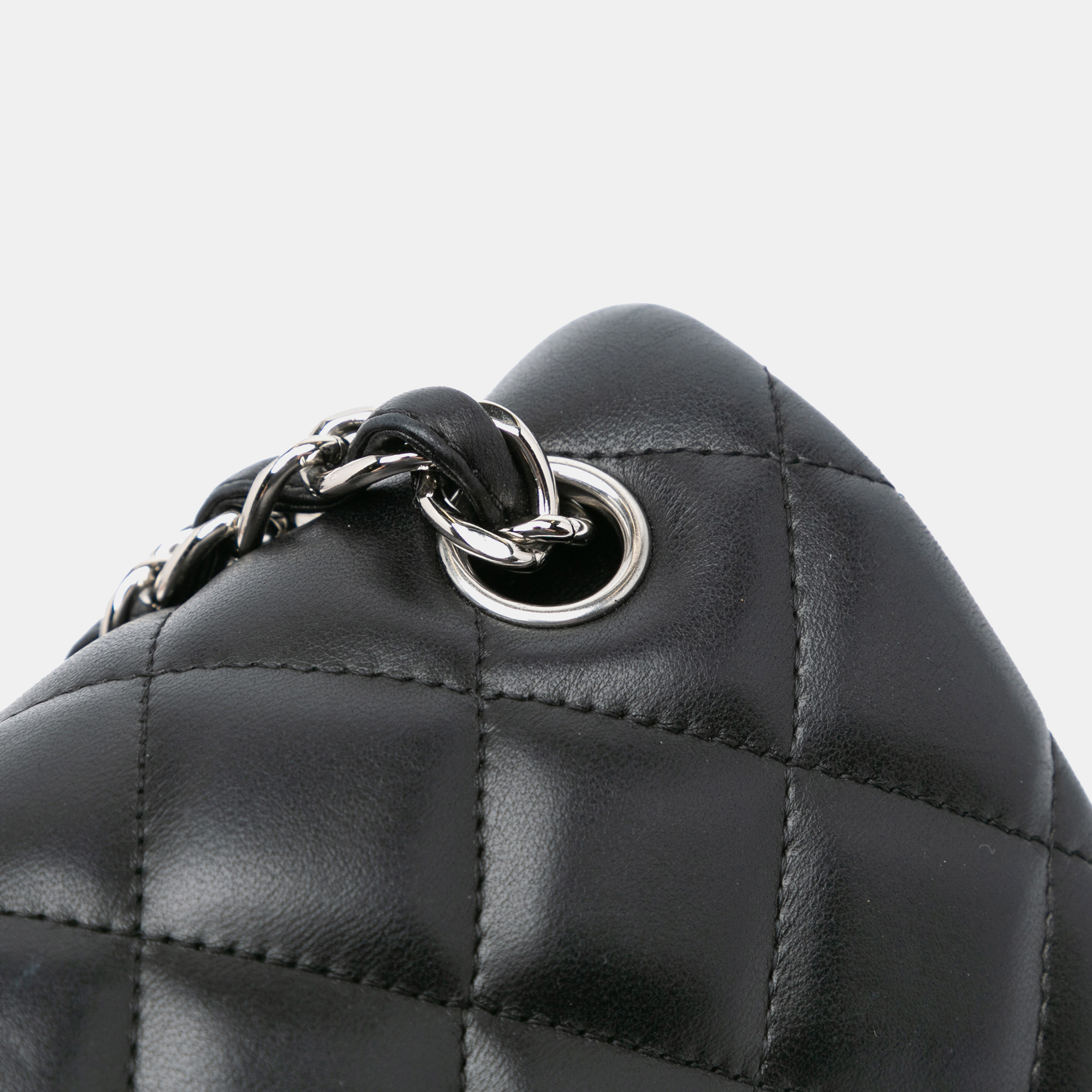 Chanel Black Jumbo Classic Lambskin Double Flap Bag 