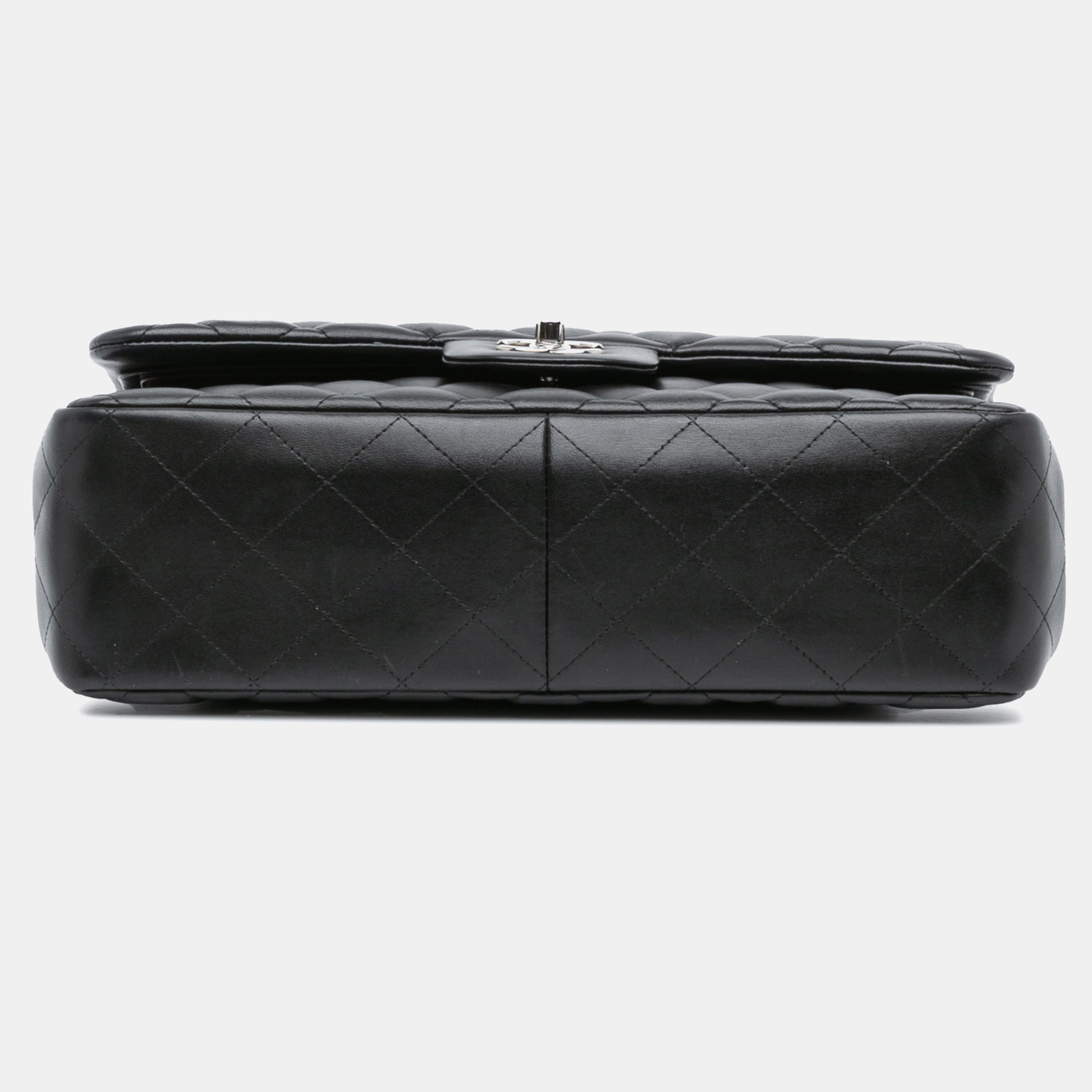 Chanel Black Jumbo Classic Lambskin Double Flap Bag 