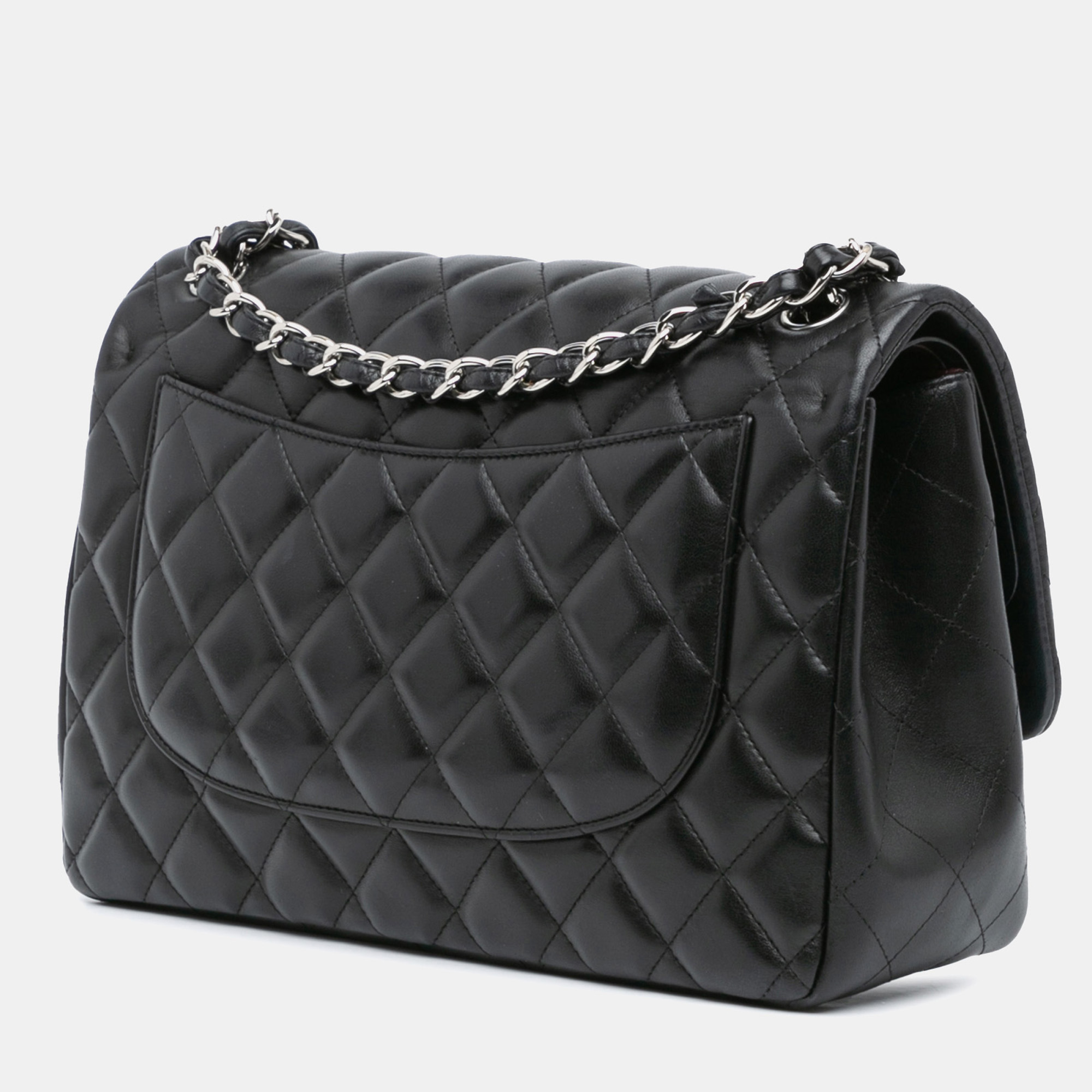 Chanel Black Jumbo Classic Lambskin Double Flap Bag 